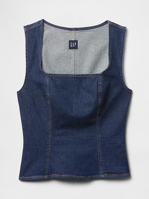 Square-Neck Denim Top Product Image