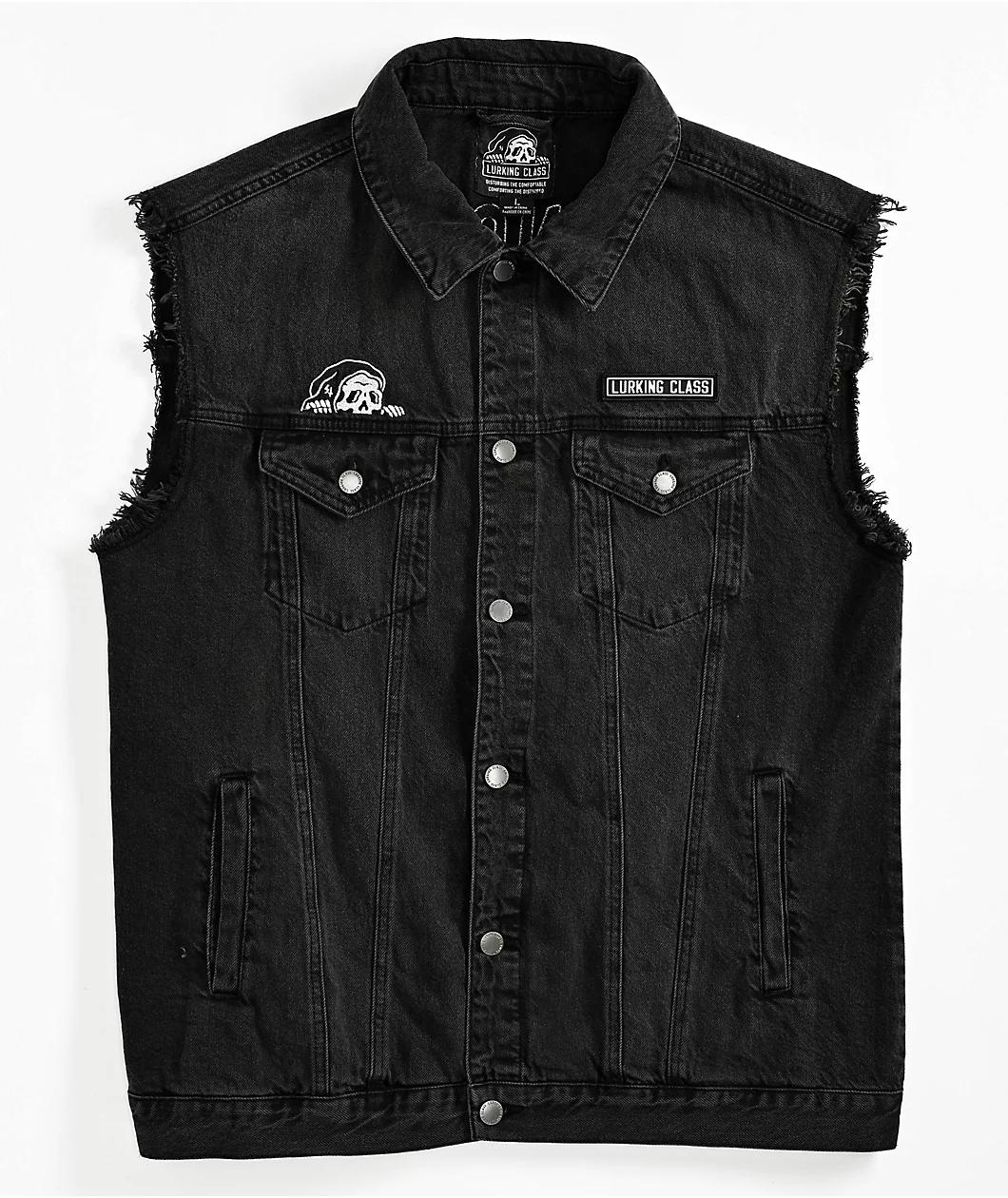 Lurking Class by Sketchy Tank Burnouts Black Denim Vest Product Image