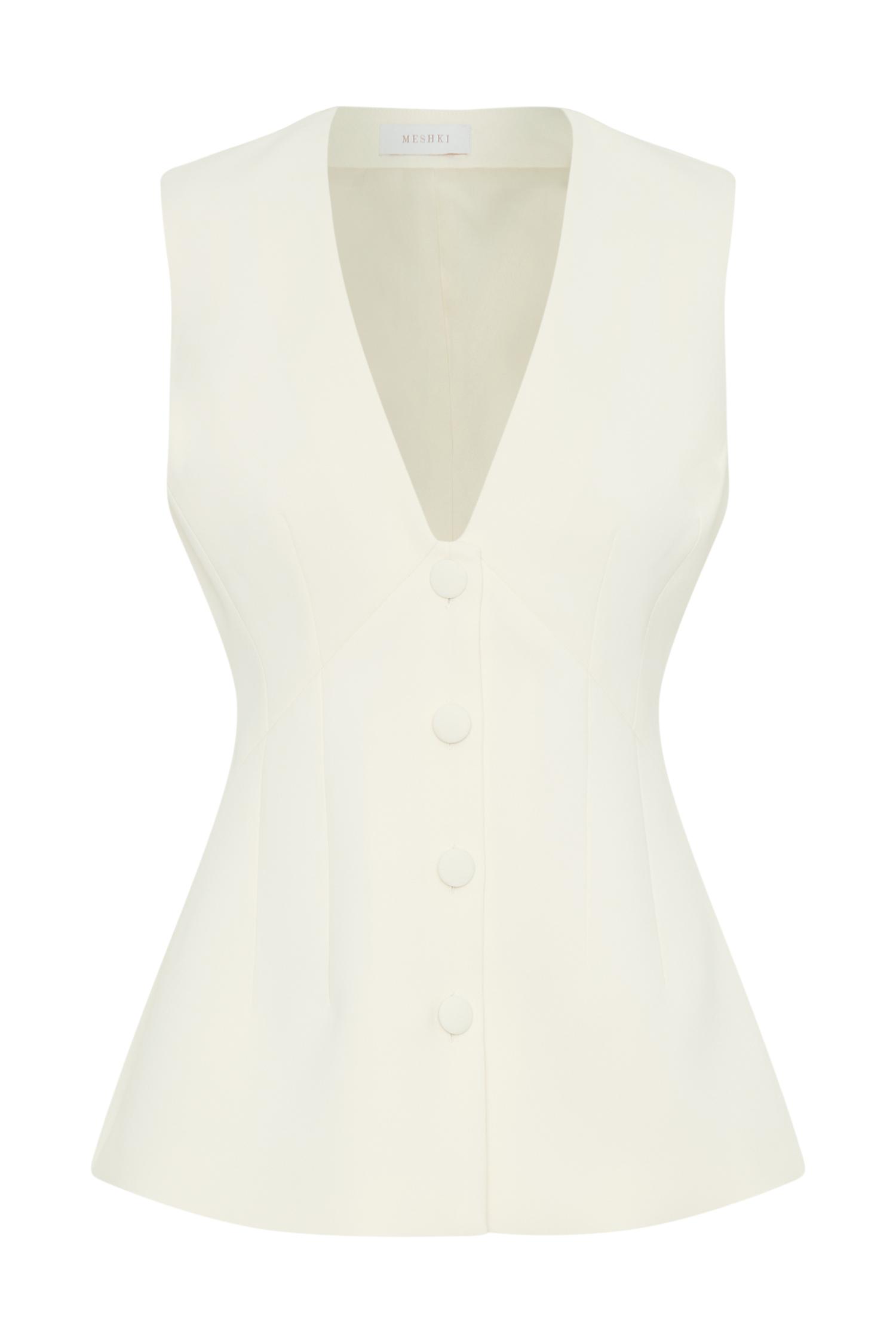 Katelyn Short Sleeve Suiting Top - Ivory Product Image