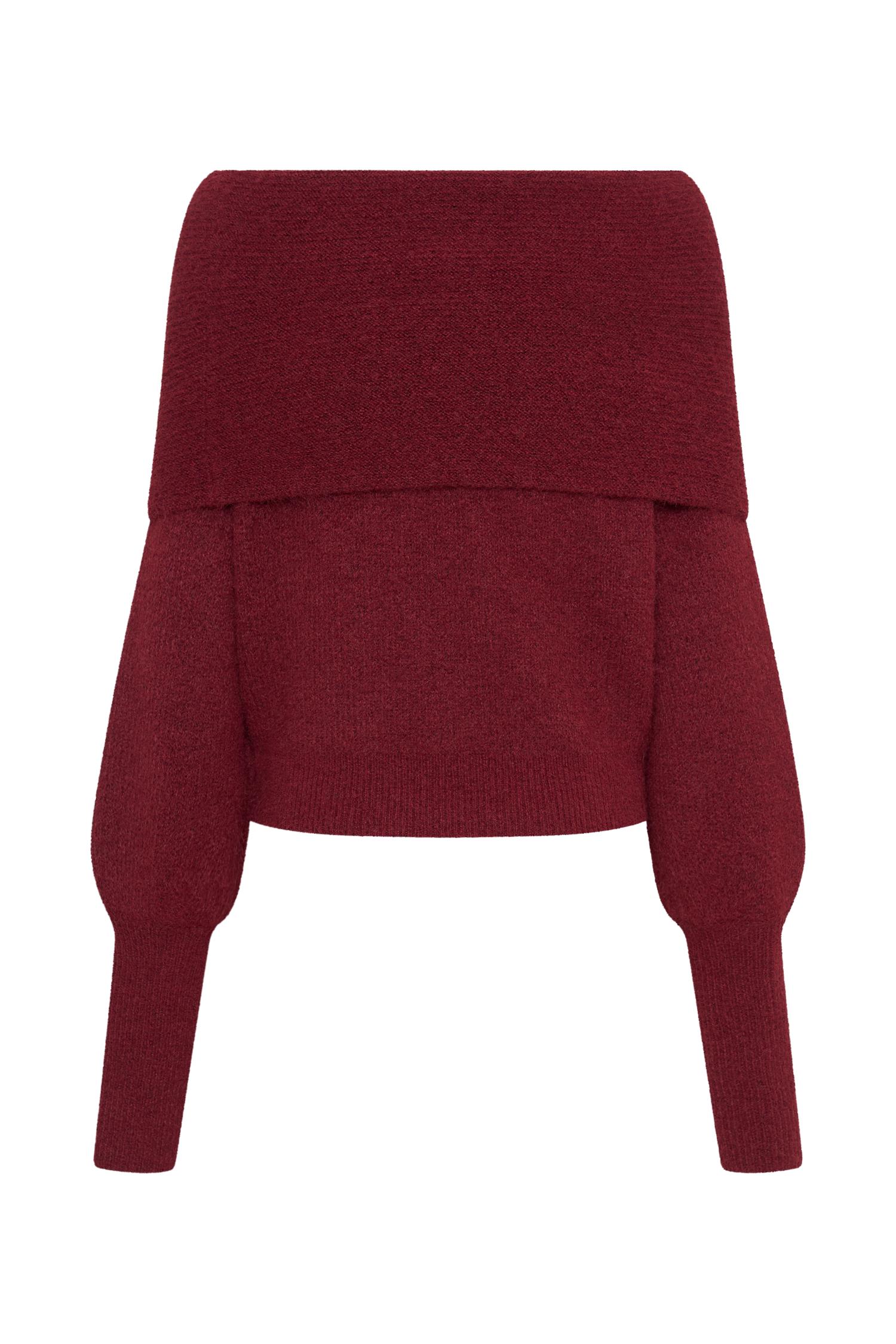 Charlotte Off Shoulder Knit Long Sleeve Top - Merlot Product Image