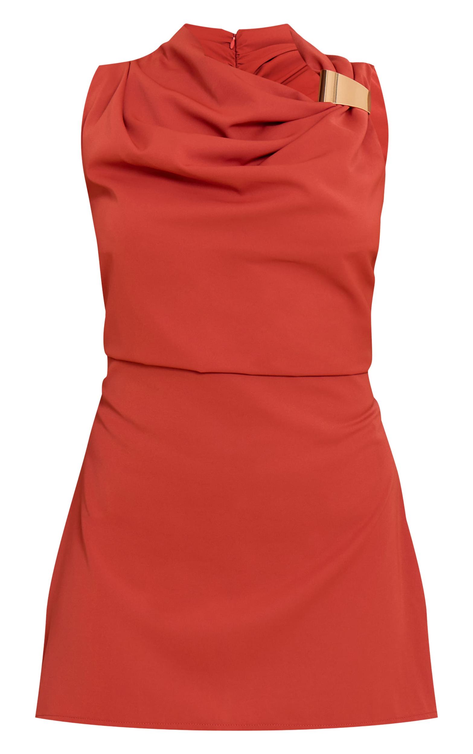 Burnt Orange Trim Shift Mini Dress Product Image