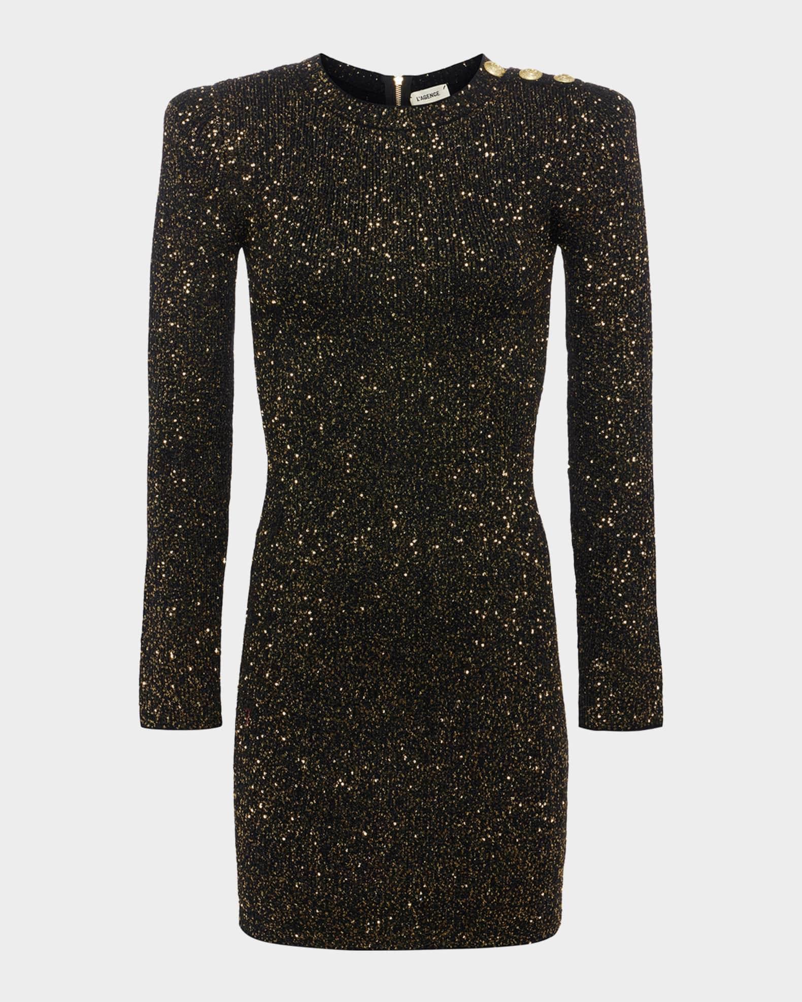Cherry Sequined Long-Sleeve Mini Dress Product Image