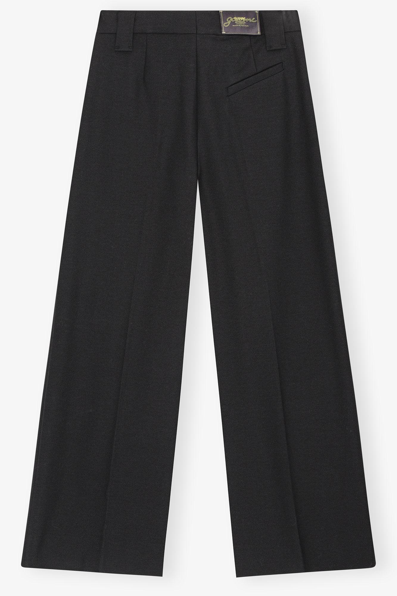 Black Heavy Cotton Tailoring Mid Waist Pants Product Image