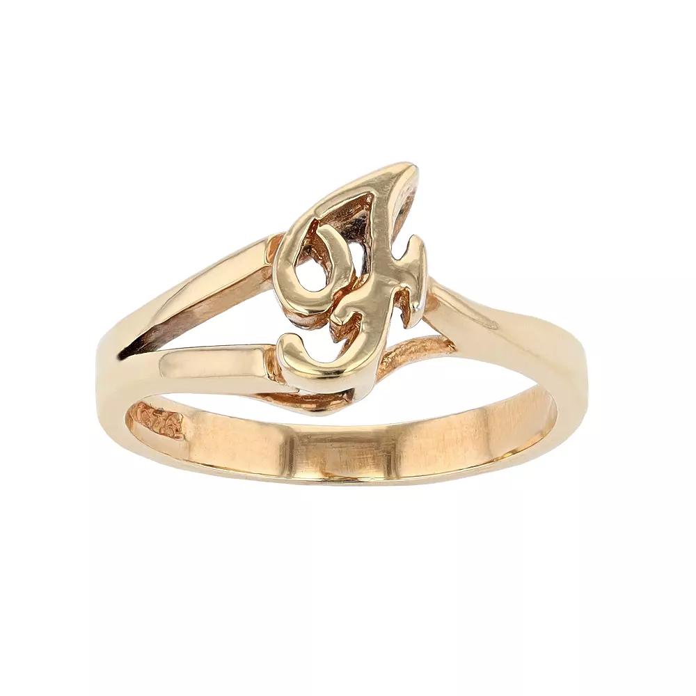 Traditions Jewelry Company 18k Gold Over Silver Script Initial Ring, Womens F Product Image