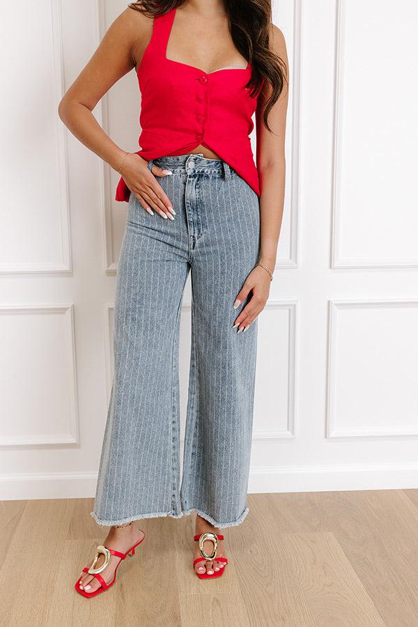 The Brinley Midrise Wide Leg Stripe Jean Product Image