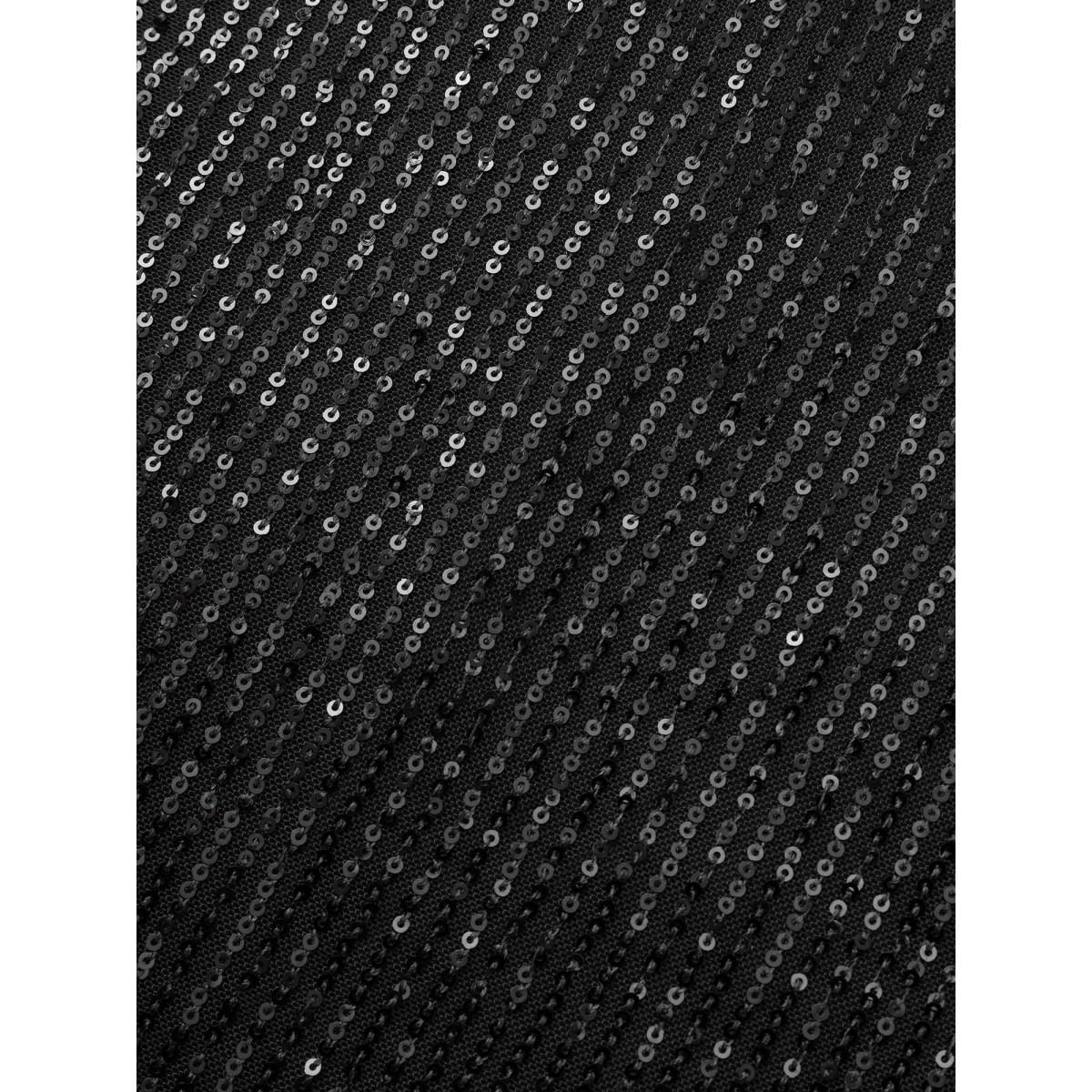 Plus Size Crew Neck Patchwork Sequin Mesh Dress Black Women Cocktail Texture Party Curvy Bloomchic 18-20/2X Product Image