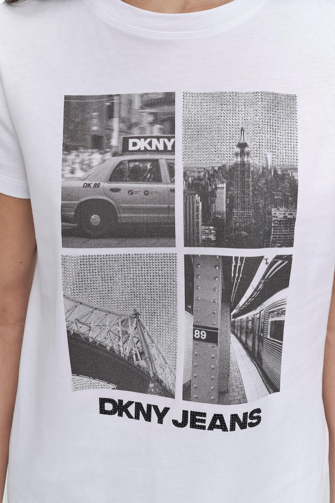 CRYSTAL EMBELLISHED CITYSCAPE GRAPHIC TEE Product Image