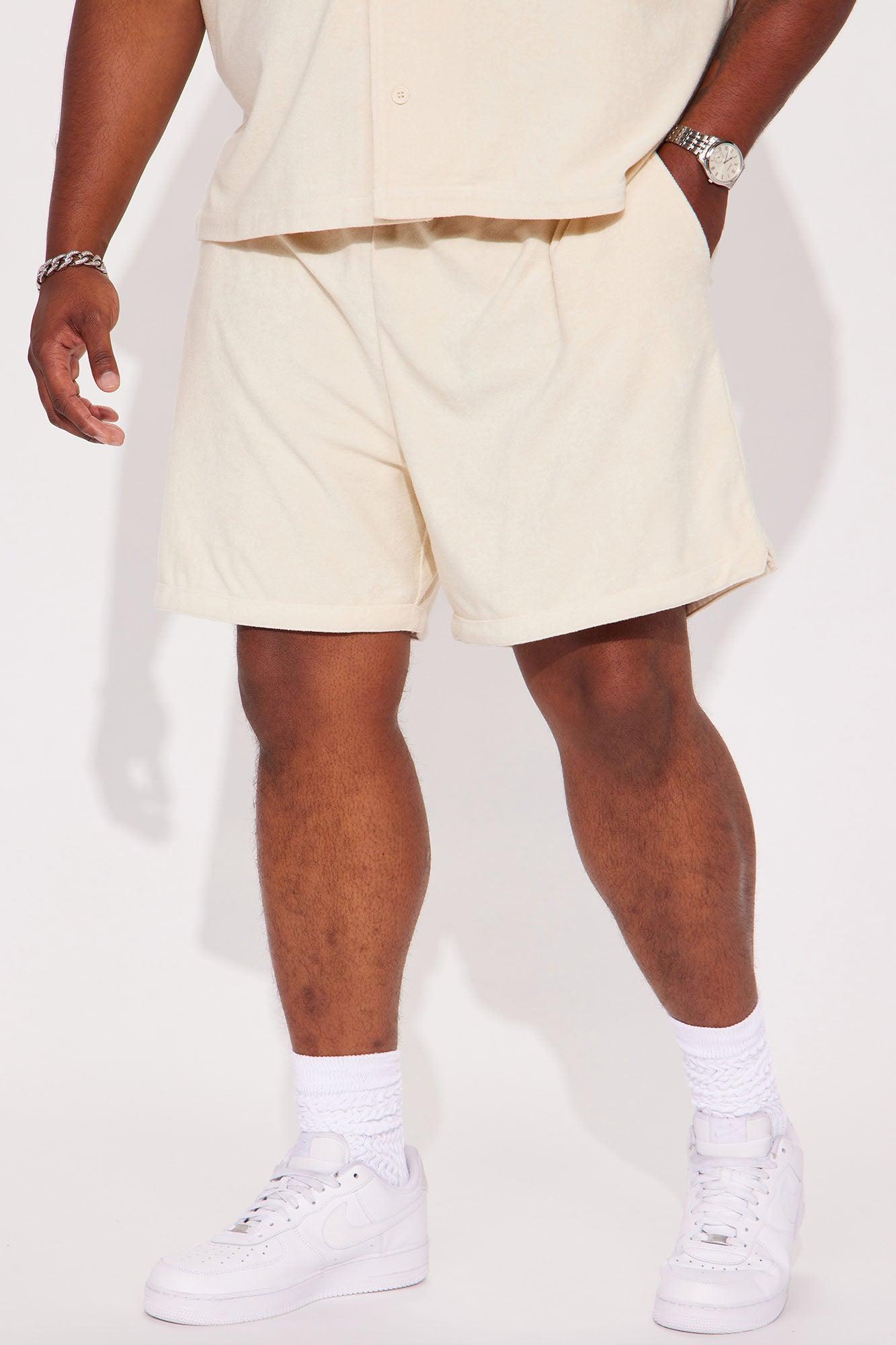 Dipped Terry Knit Shorts - Cream Product Image