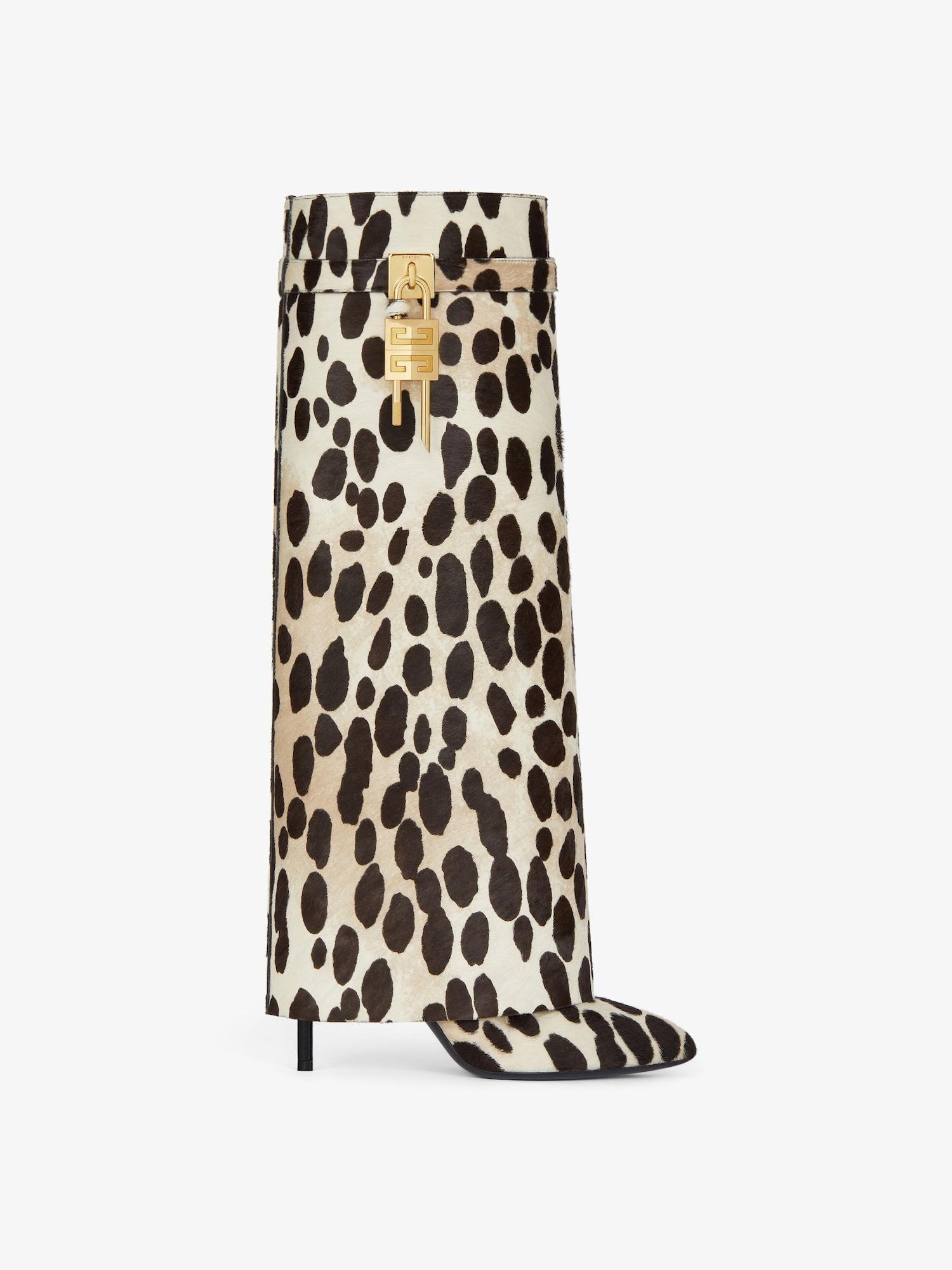 Shark Lock Stiletto boots in pony with leopard print Product Image