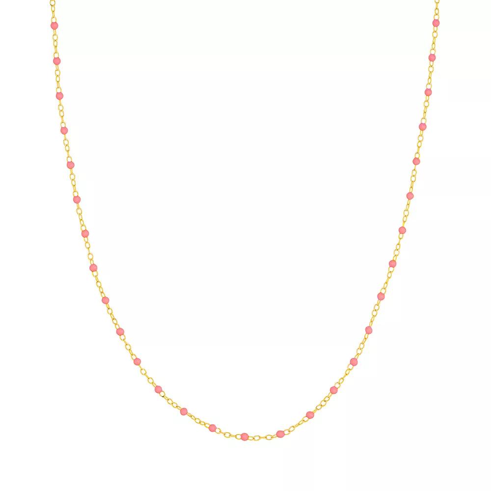Color Romance 14k Gold Colored Enamel Bead Adjustable Necklace, Womens Product Image