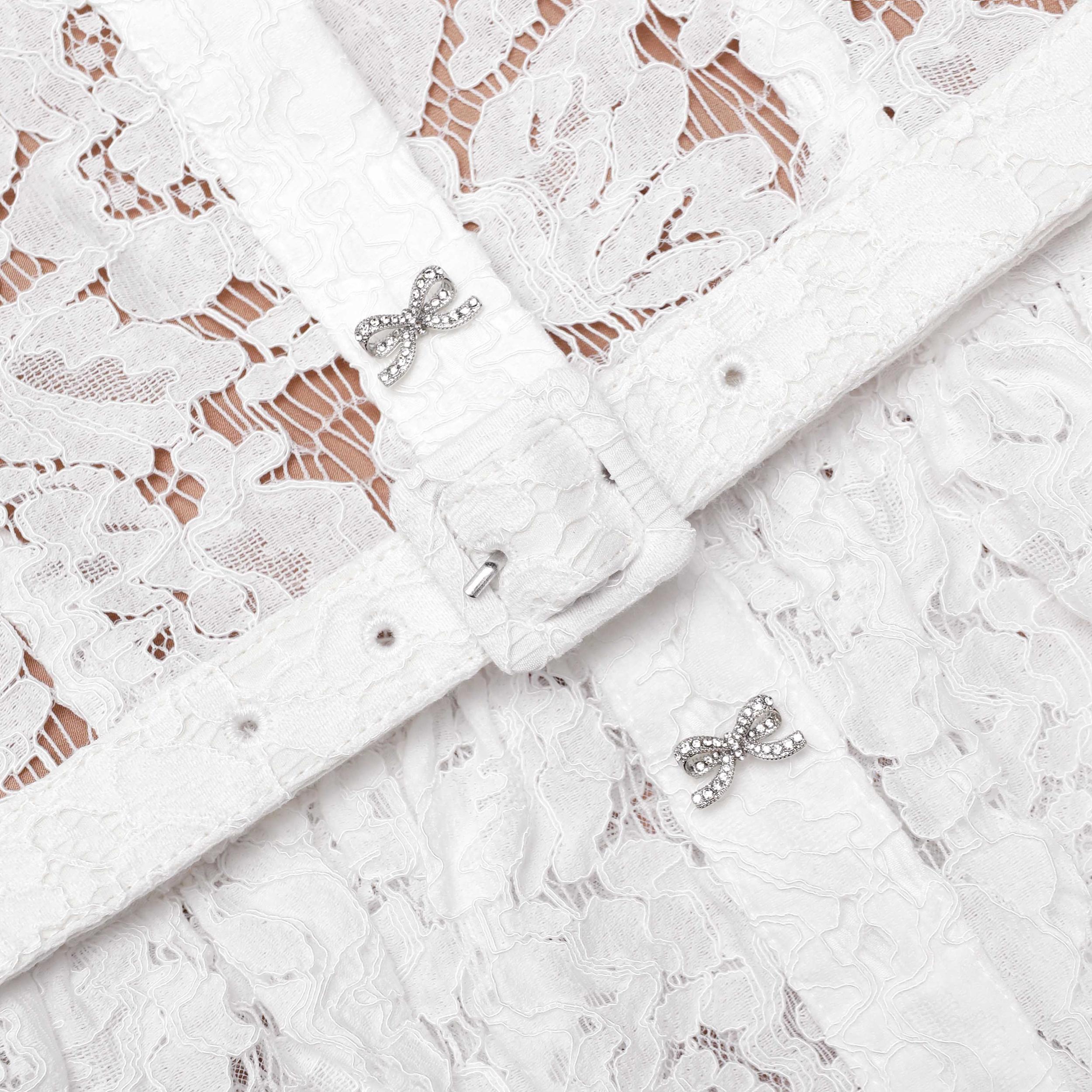 White Lace Peplum Midi Dress Product Image