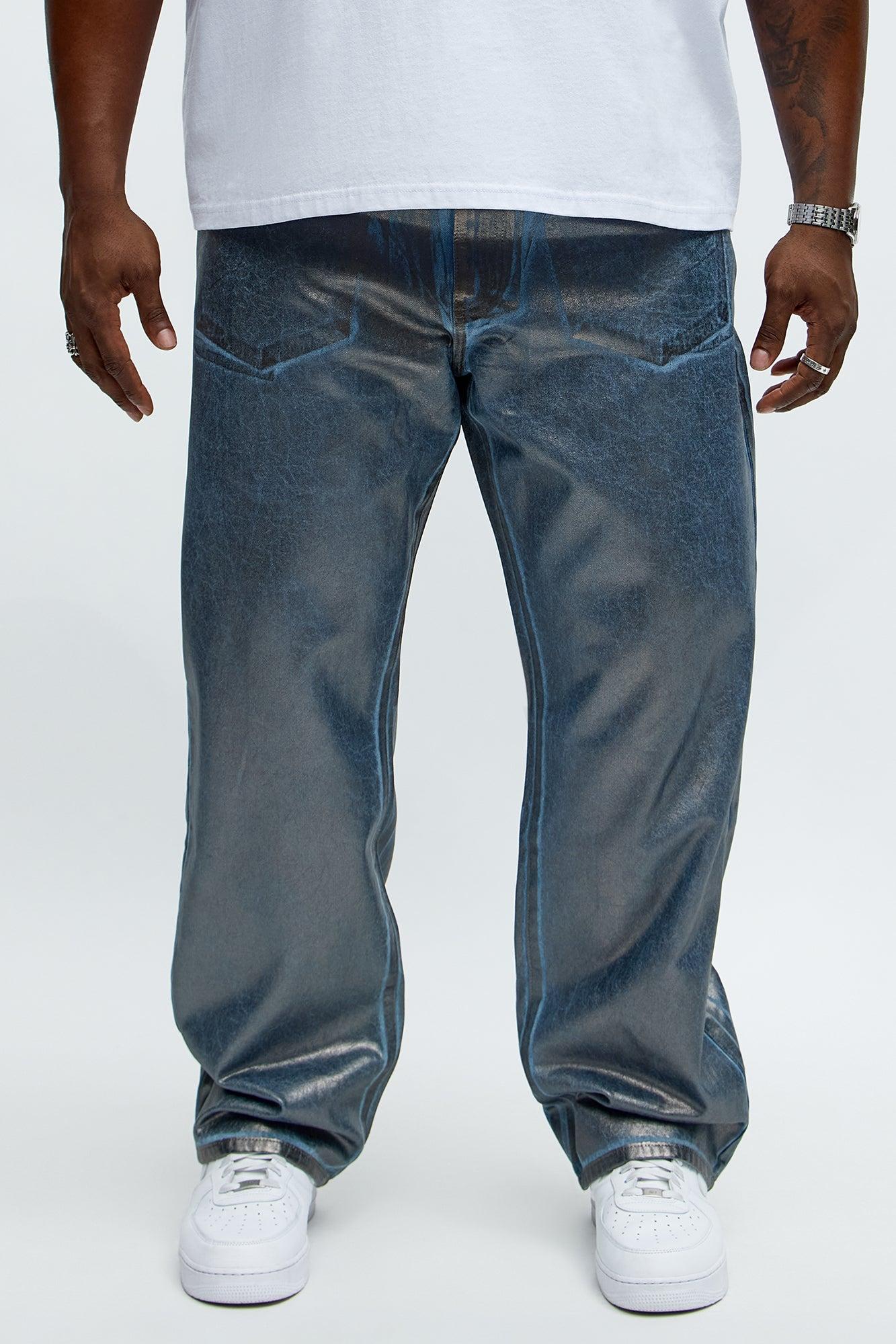 Straight Don't Foil Me Waxed Jeans - Blue/Silver Product Image