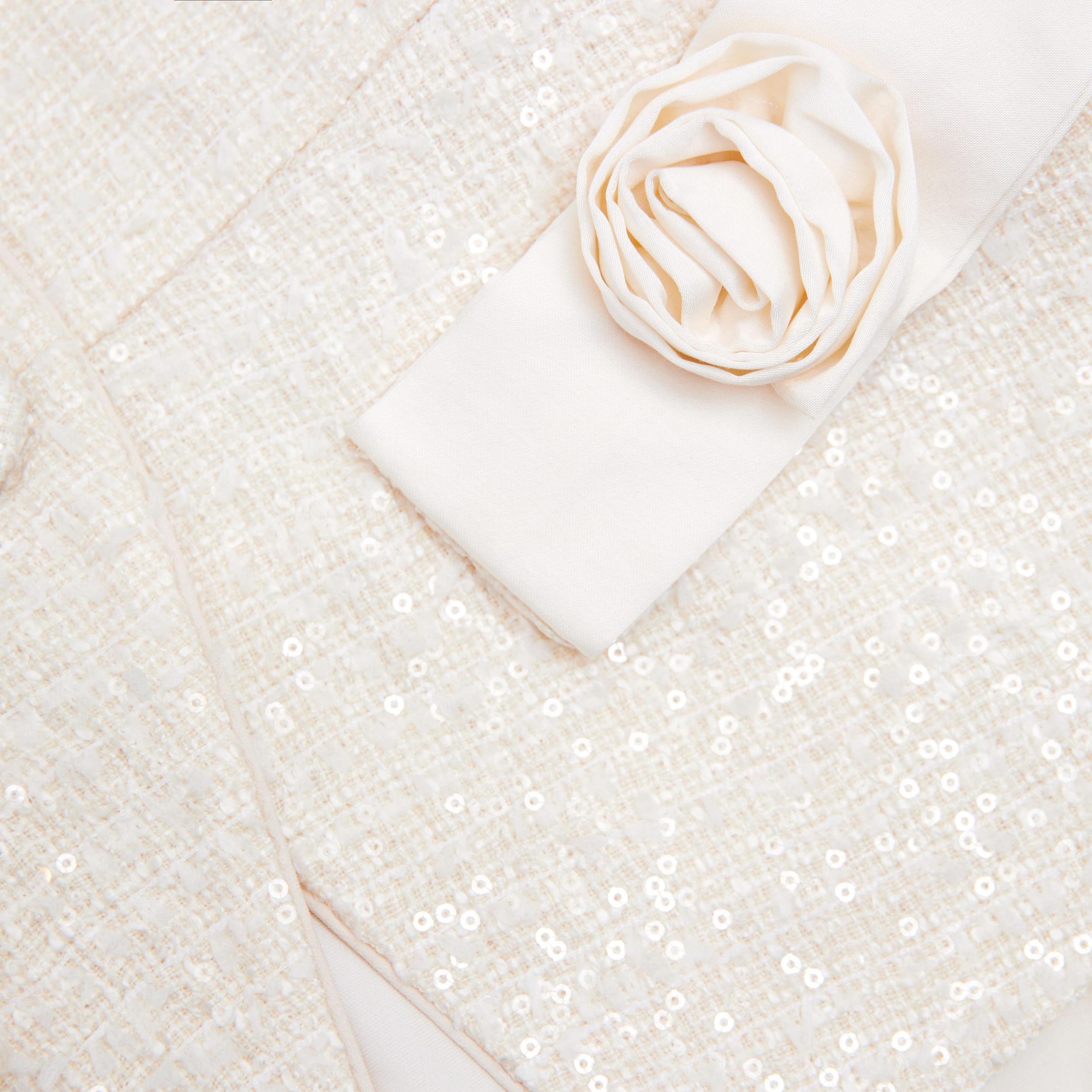 Cream Boucle Bow Detail Maxi Dress Product Image