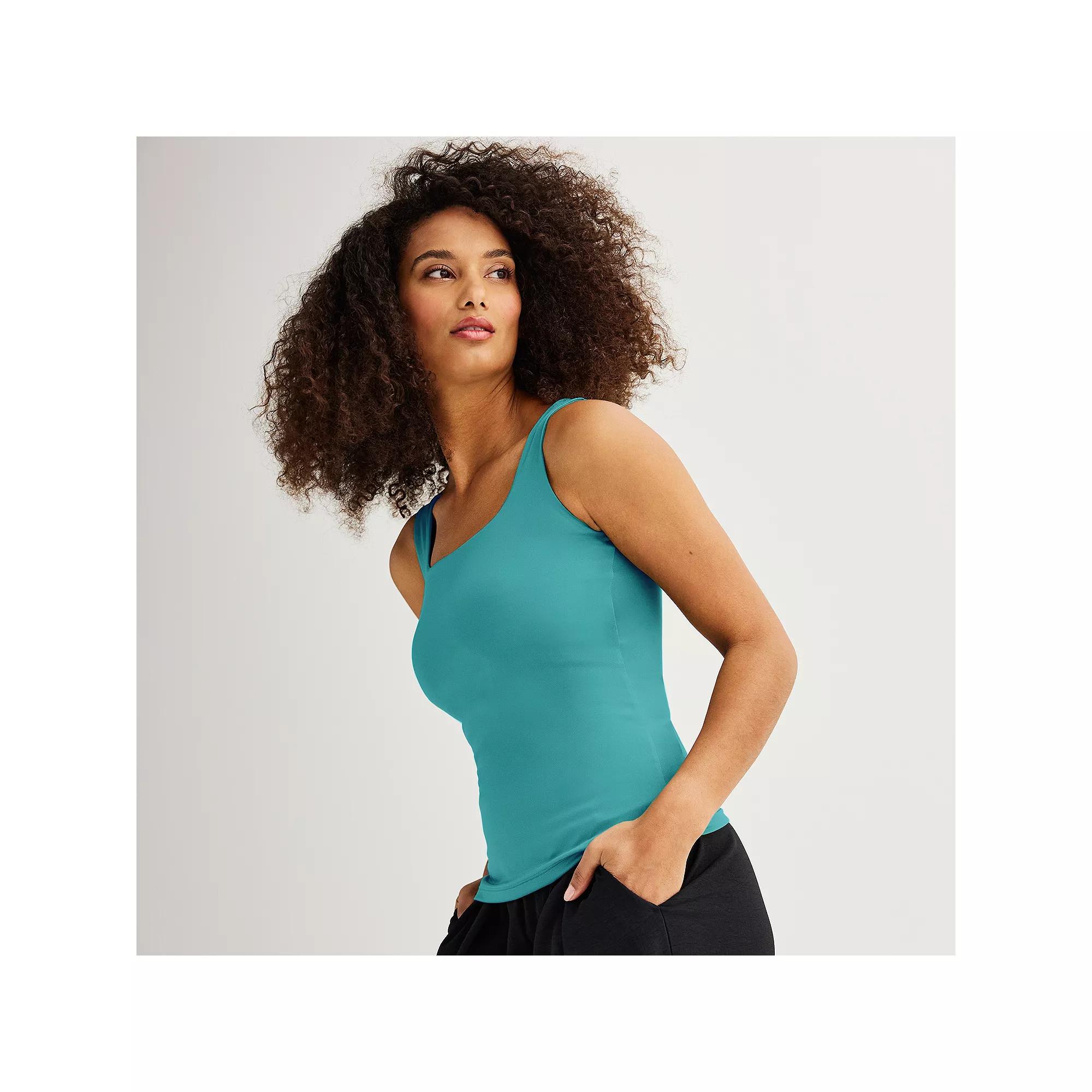 Women's Nine West Sculpt Squareneck Tank Top, Size: Small, Carolina Bay Product Image