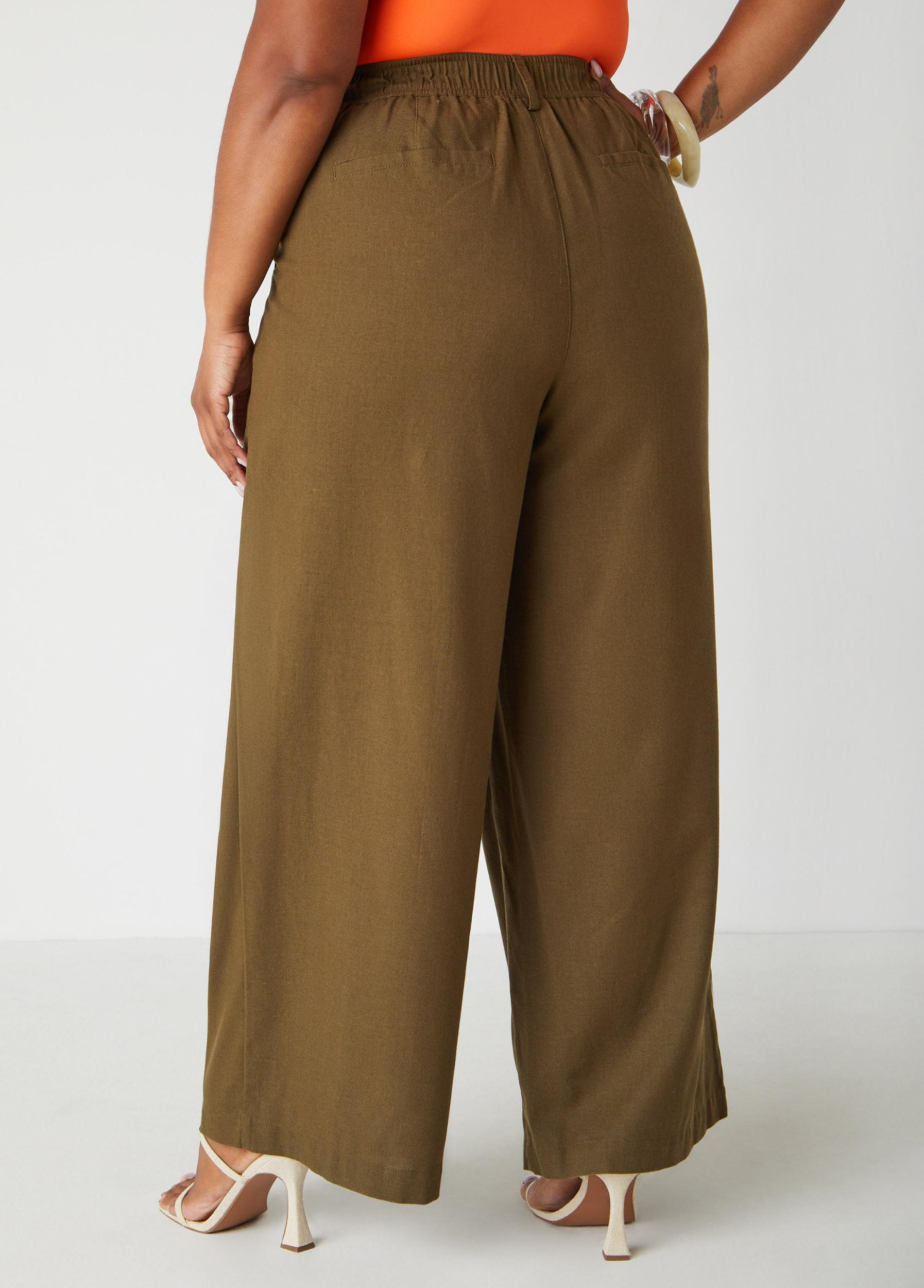 Woven High Waist Wide Leg Pants Product Image