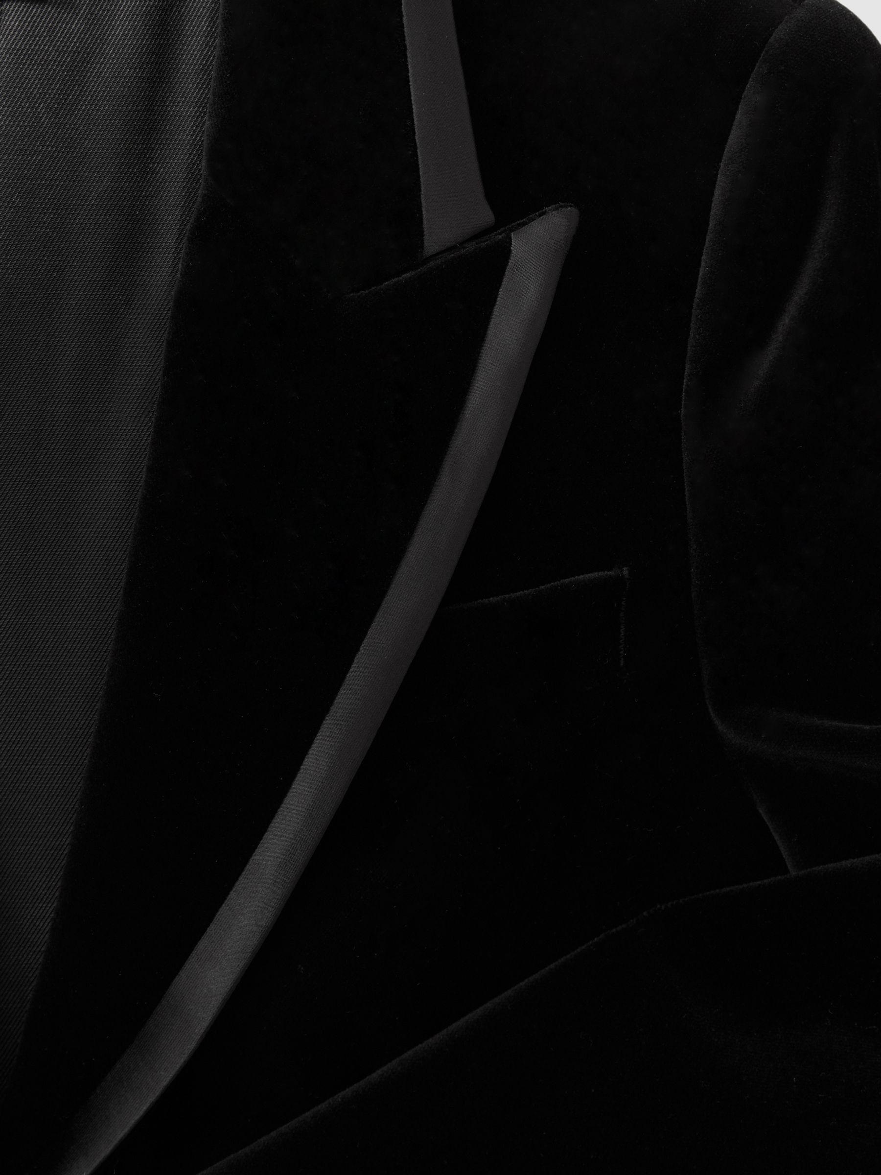 Petite Velvet and Satin Single Breasted Suit Jacket in Black Product Image