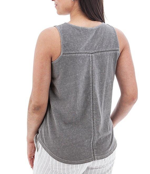 Aventura Simone Organic Cotton Hemp Slub Knit Jersey Soft V-Neck Ladder Lace Trim Tank Product Image