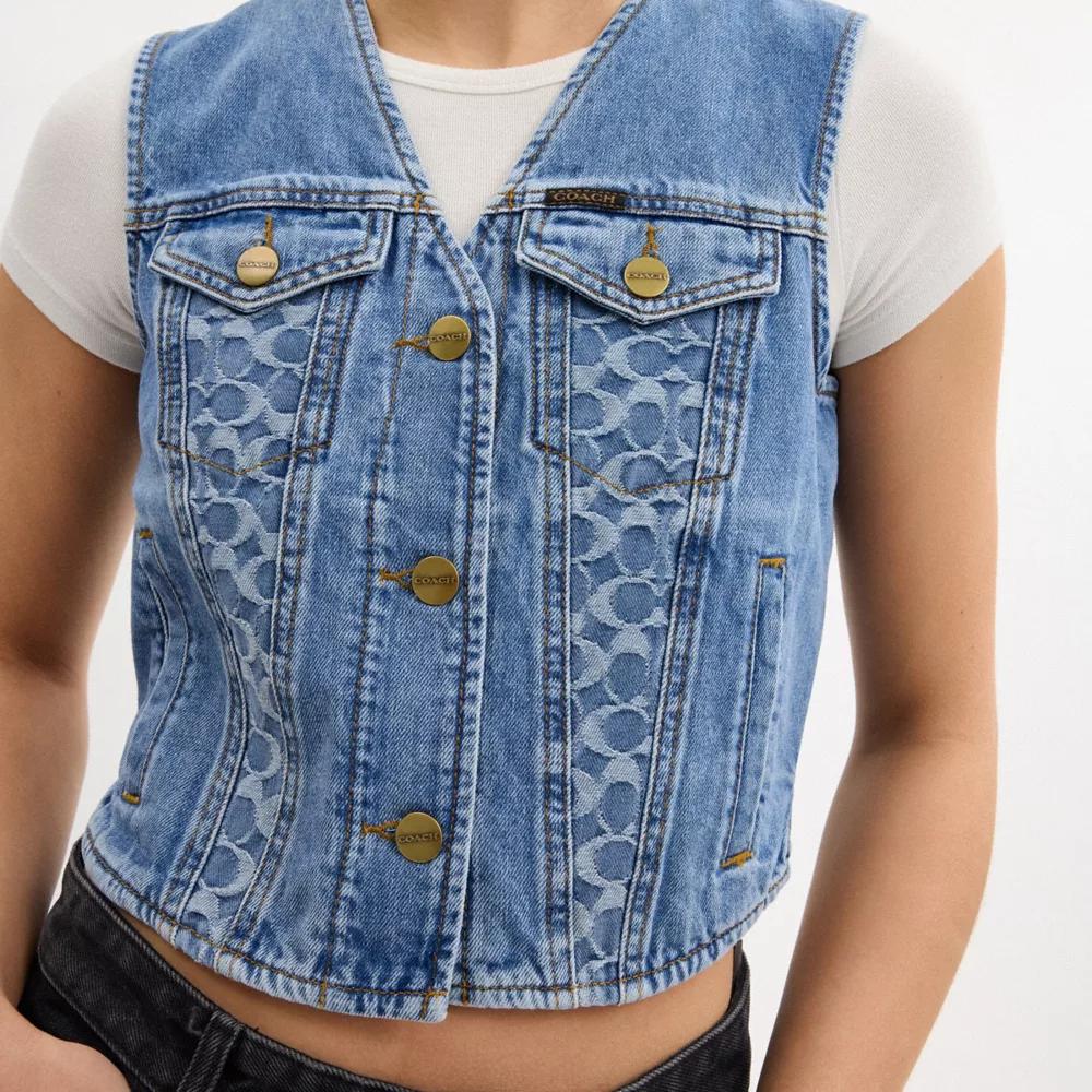 Denim Vest In Organic Cotton Product Image