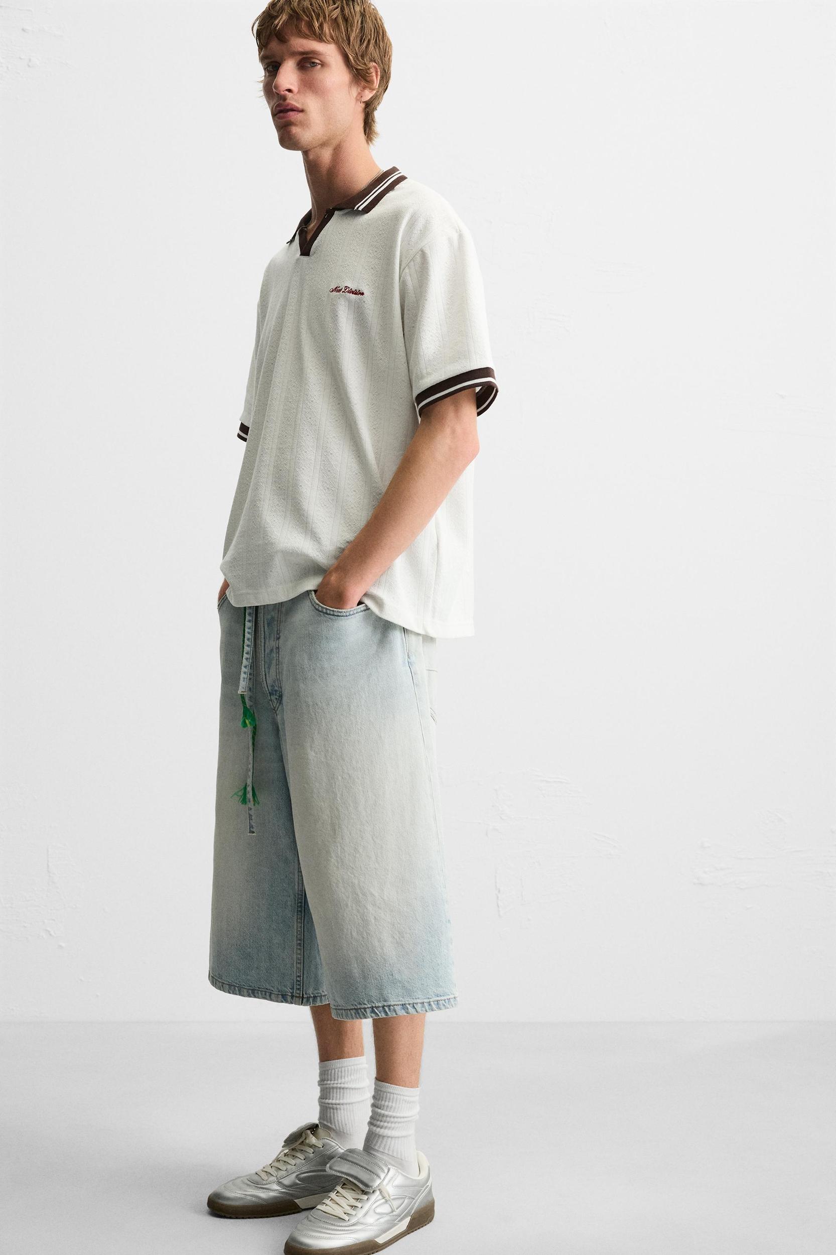 EMBROIDERED TEXT JACQUARD POLO SHIRT Product Image