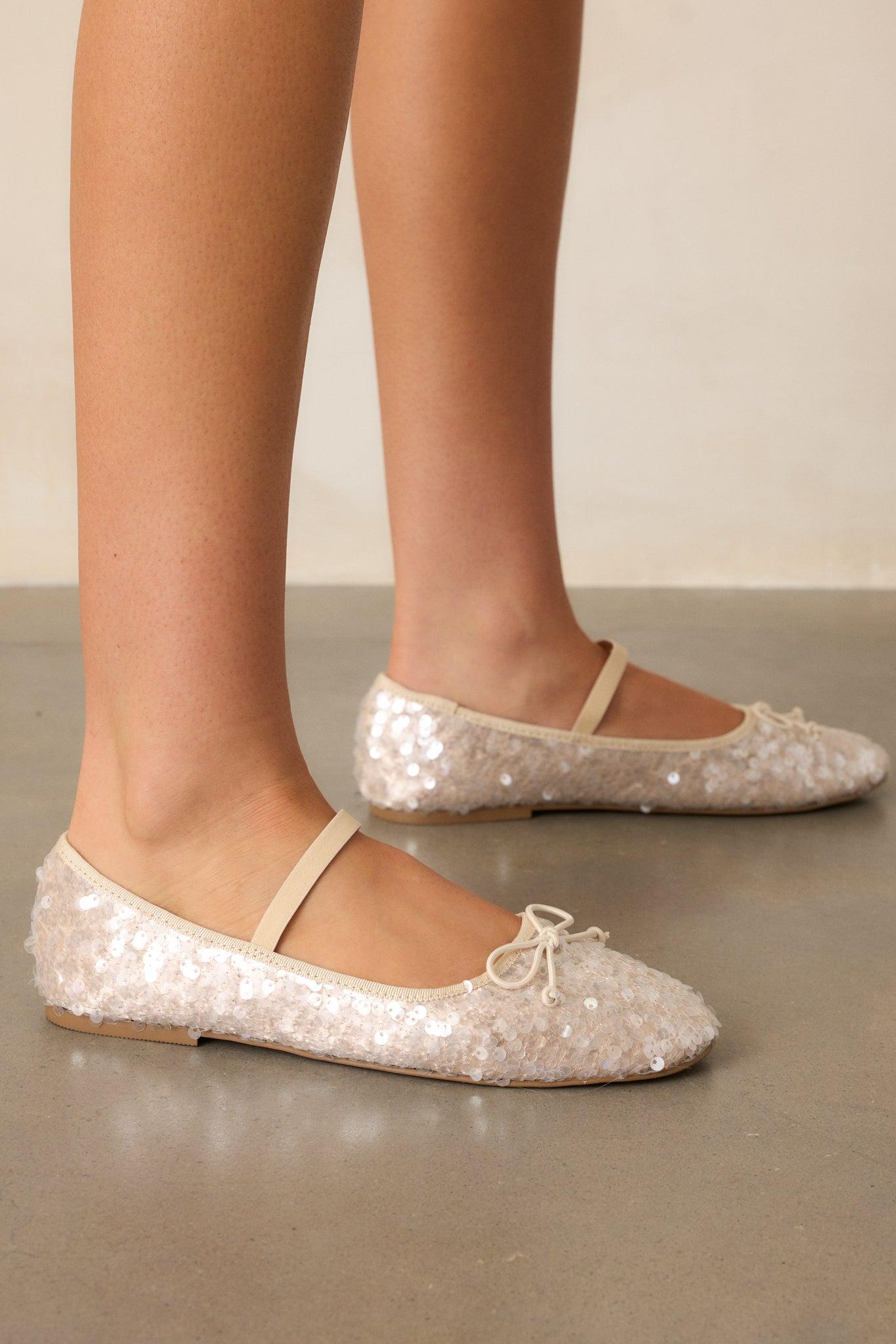 A Step Closer Ivory Pearlescent Sequin Ballet Flat Product Image