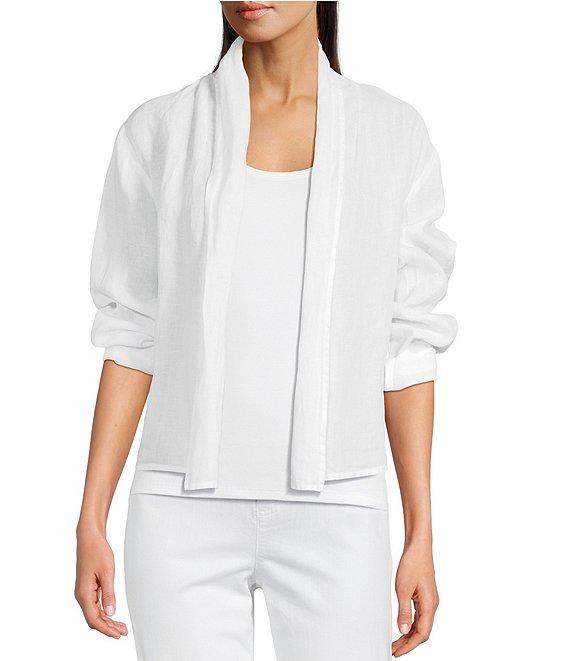 Eileen Fisher Organic Handkerchief Linen Shawl Collar Long Sleeve Jacket Product Image