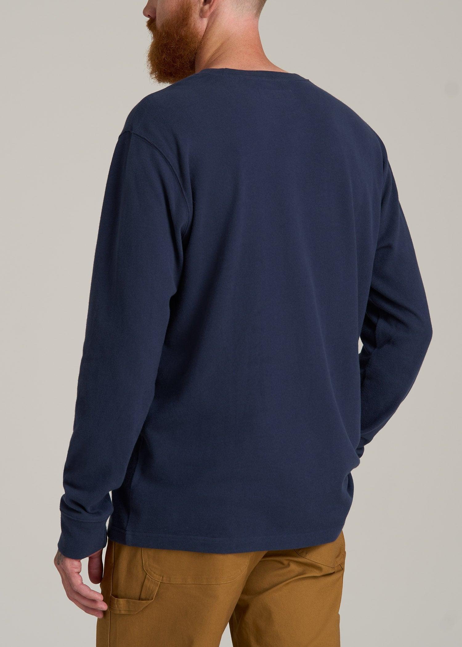 LJ&S Long Sleeve Workwear Pocket Tee for Tall Men in Midnight Navy Male Product Image