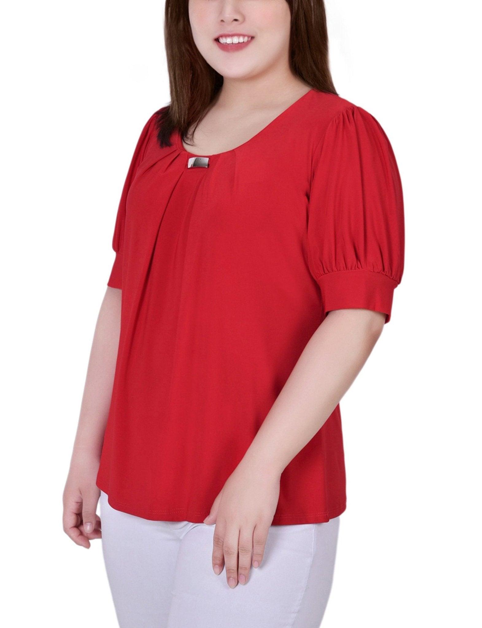 Bittersweet Short Sleeve Balloon Sleeve Top With Hardware - Plus Product Image