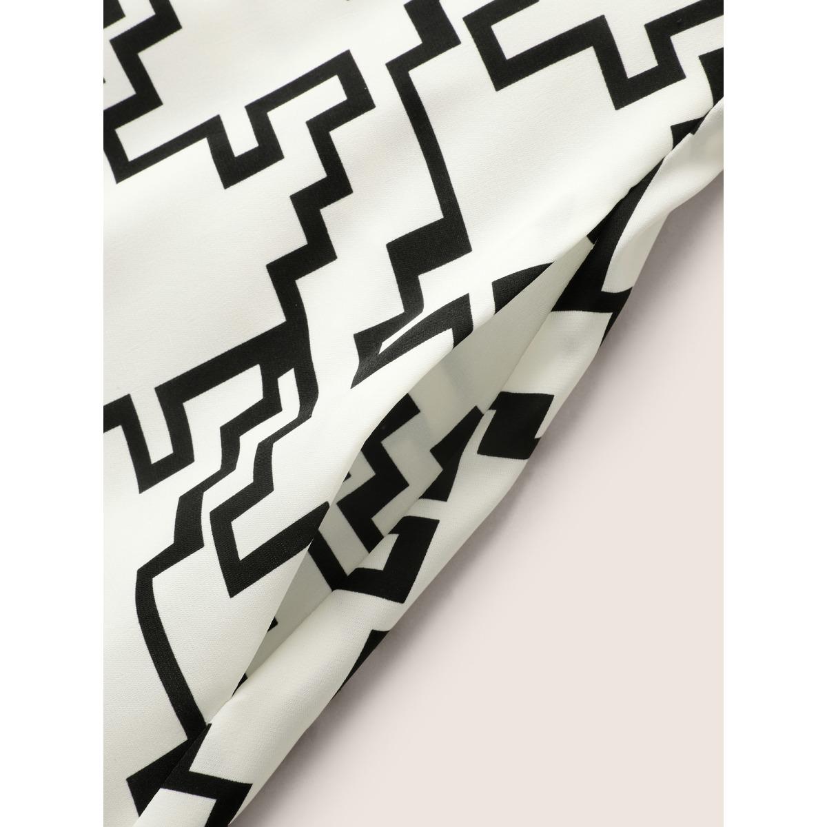 Plus Size Geometric Patchwork Crew Neck Tank Dress Black Women At the Office Contrast Round Neck Sleeveless Curvy BloomChic 12/L Product Image