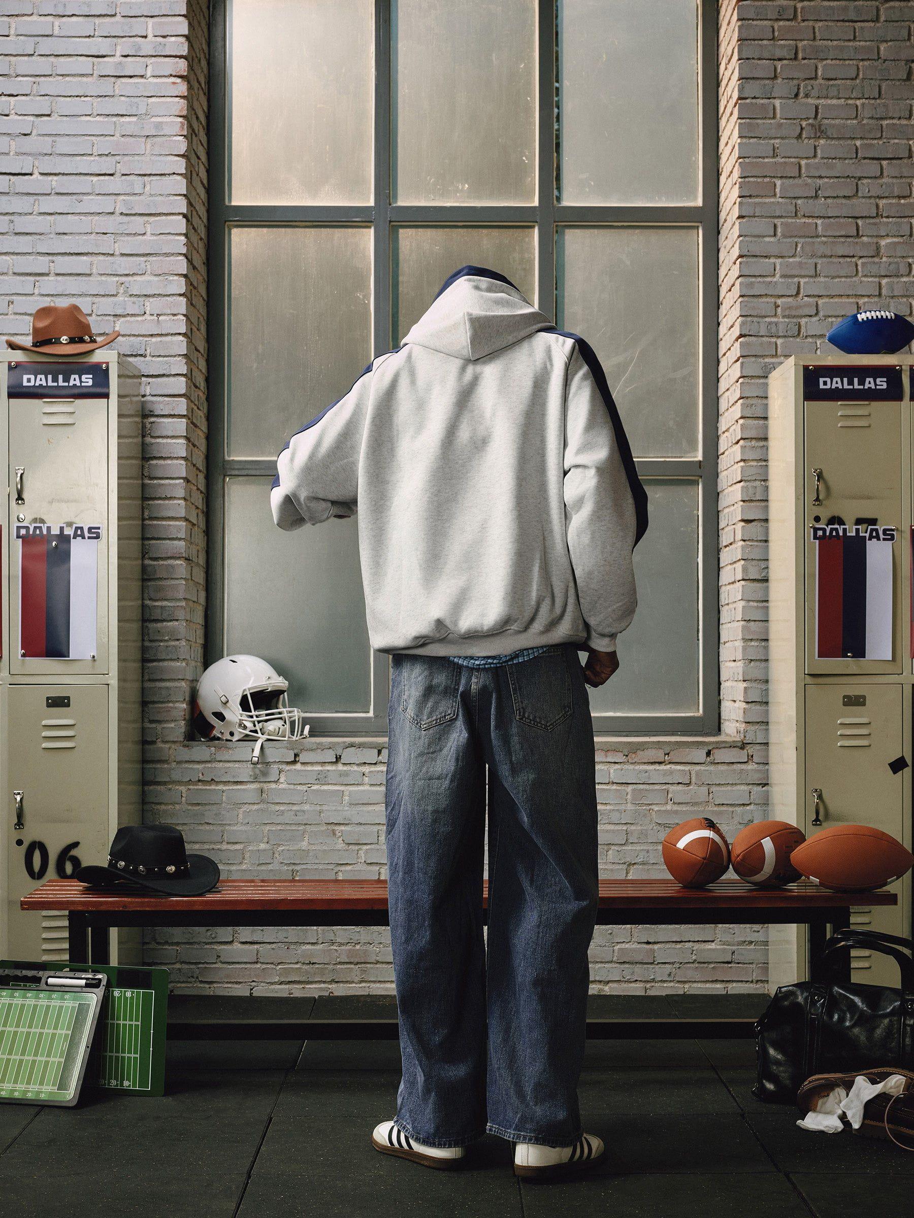 Aelfric Eden Color Blocking Stripe Hoodie Product Image