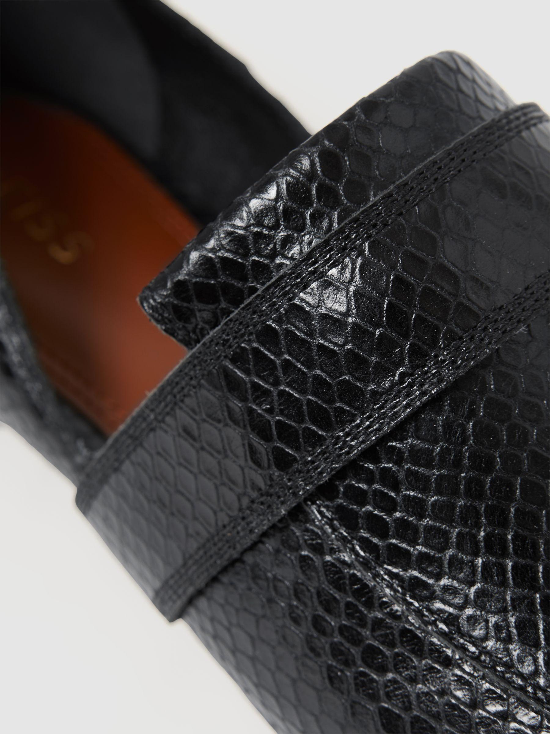 Leather Animal Print Loafers in Black Product Image