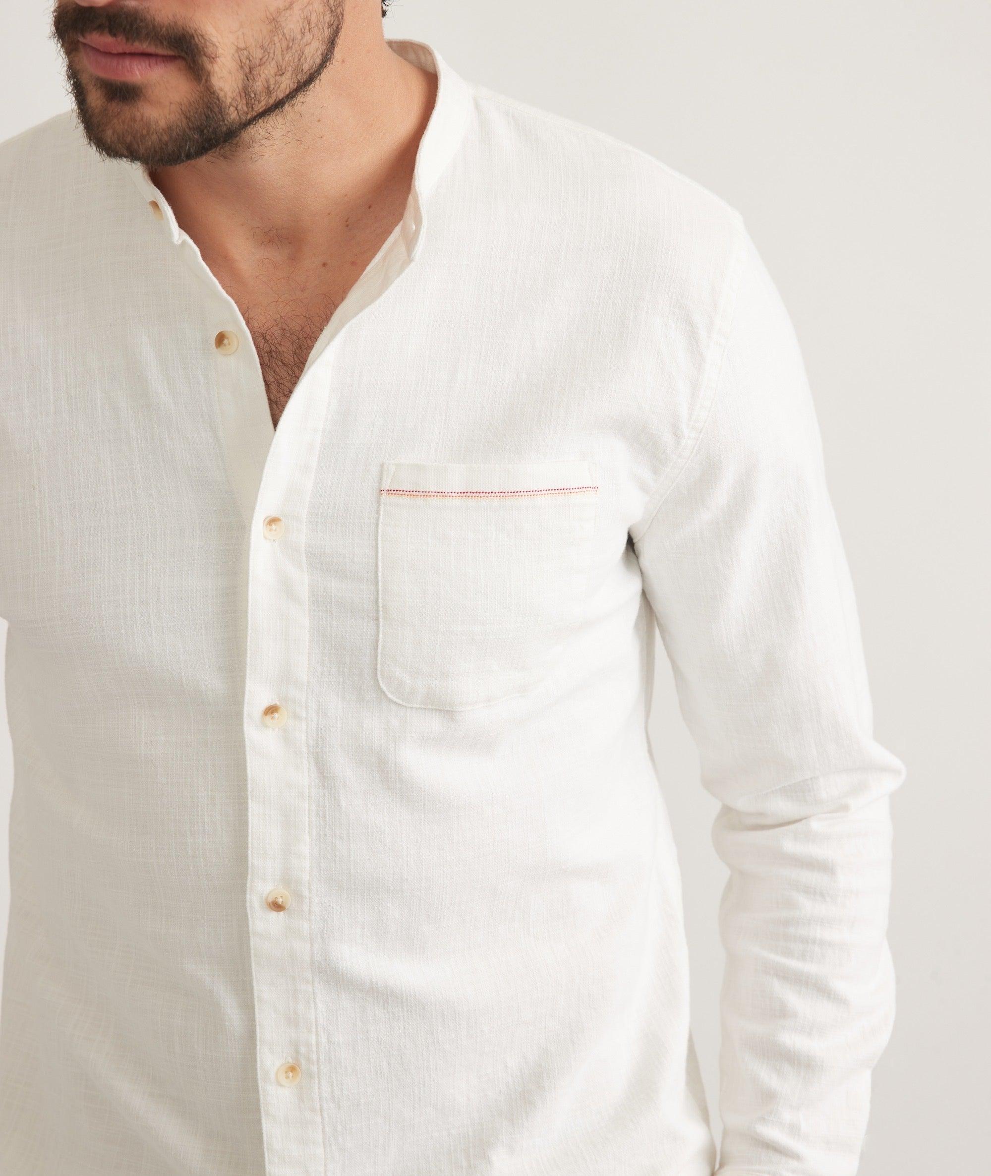 Banded Collar Stretch Selvage Shirt Product Image