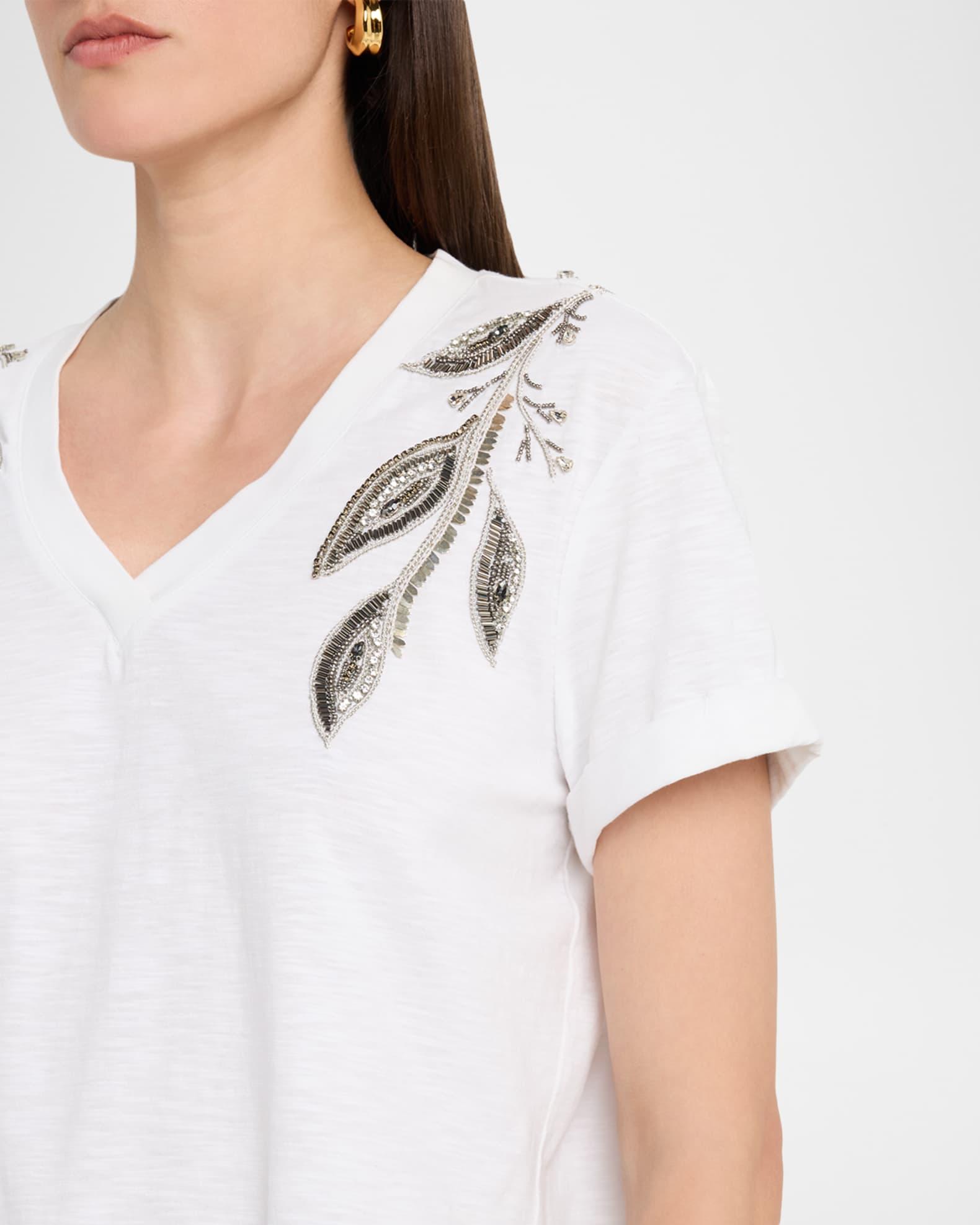 Bree V-Neck Beaded Paisley Tee Product Image