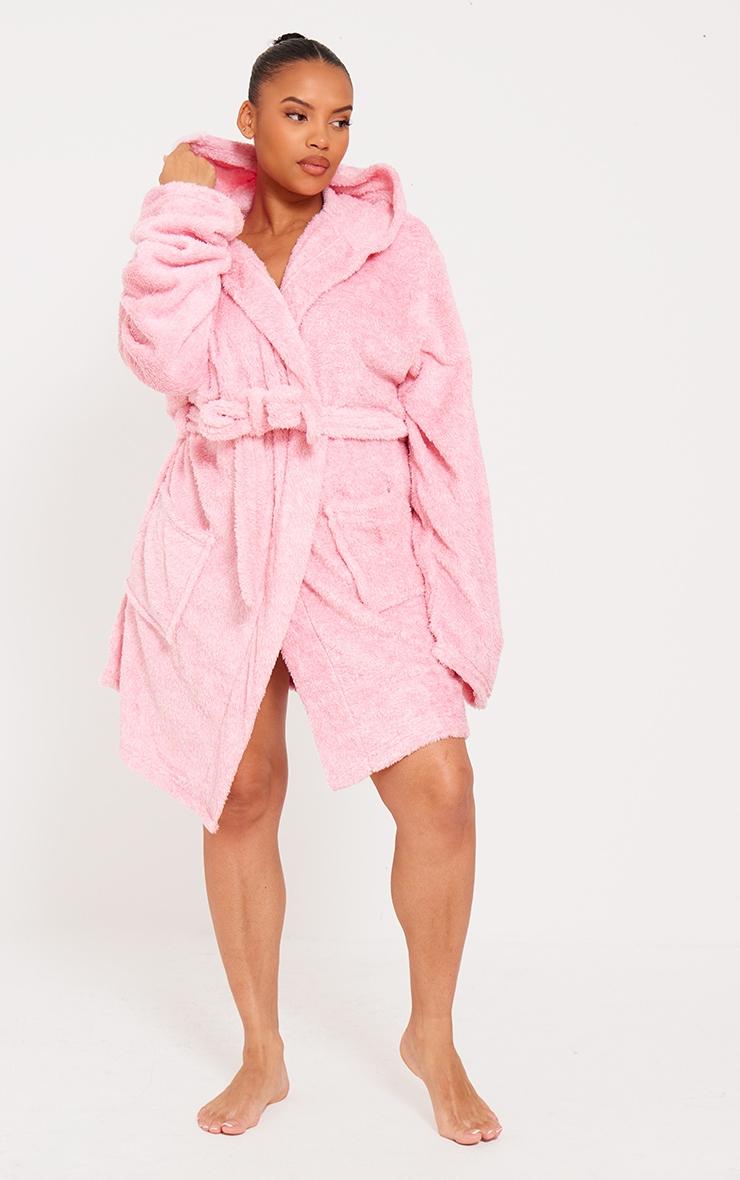 PRETTYLITTLETHING Plus Pink Fluffy Bath Robe Product Image