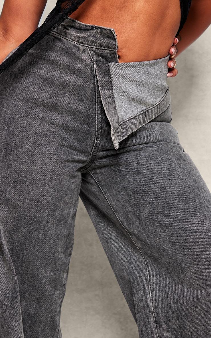 Shape Light Grey Foldover Waist Wide Leg Jeans Product Image