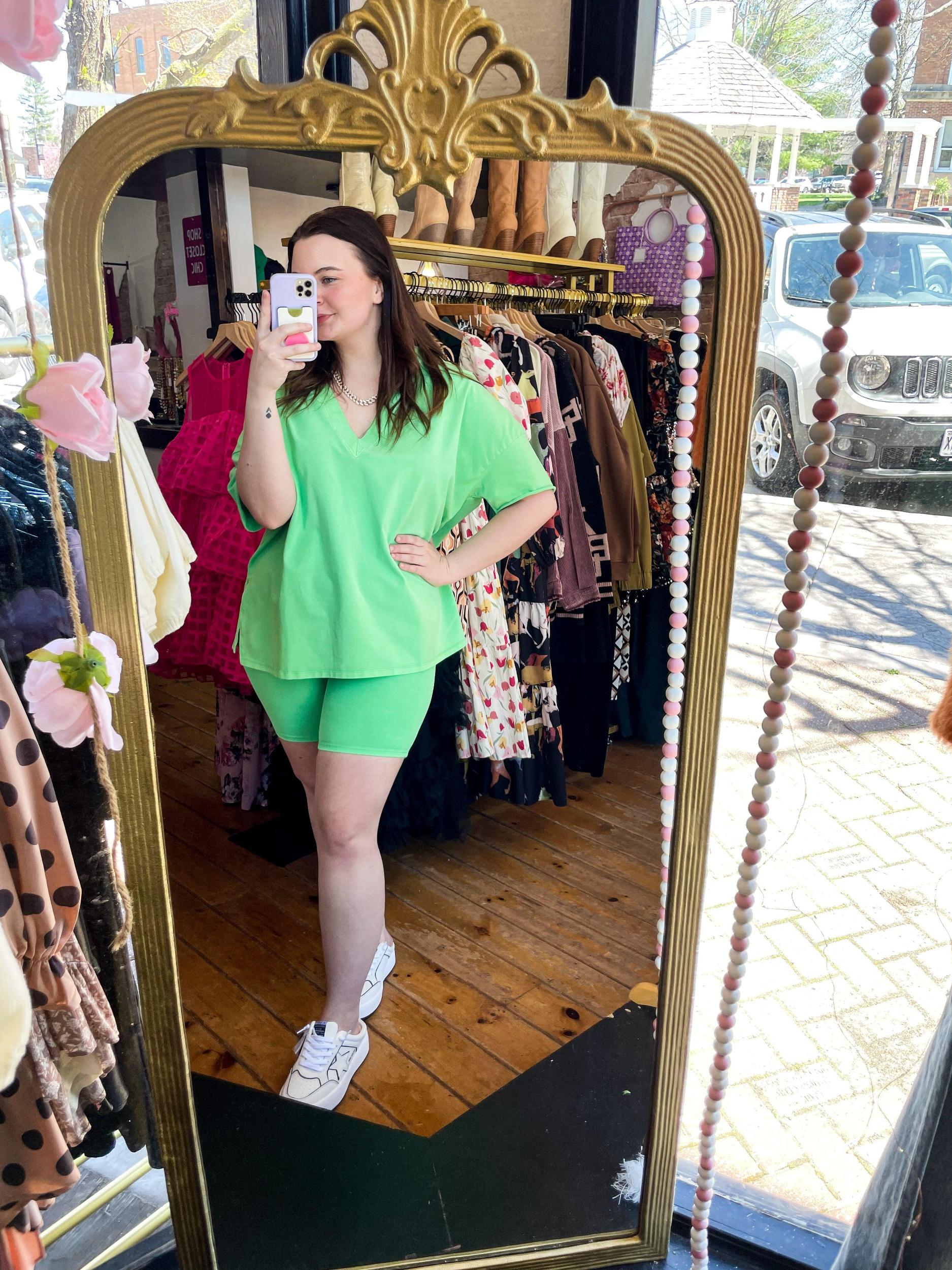 Lime V-Neck Boxy Tee Product Image