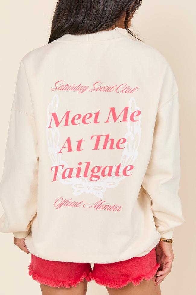 Meet Me At The Tailgate Cream Graphic Sweatshirt Product Image