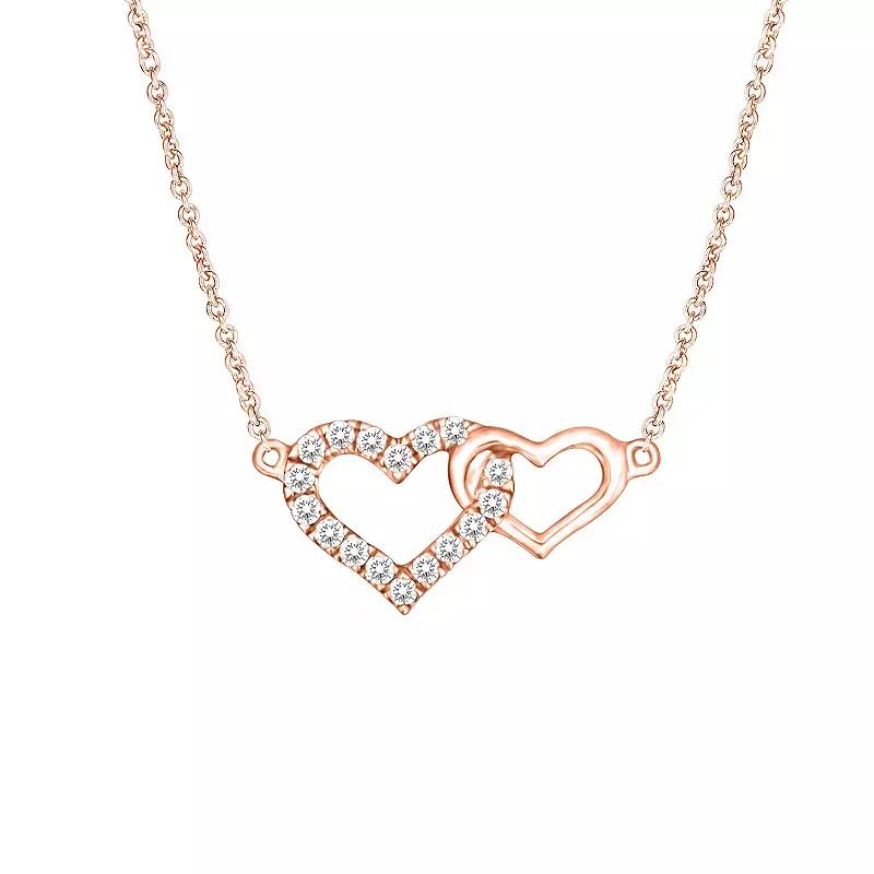 14k Rose Gold 1/10 Carat T.W. Diamond Heart Necklace, Women's, Size: 18" Product Image