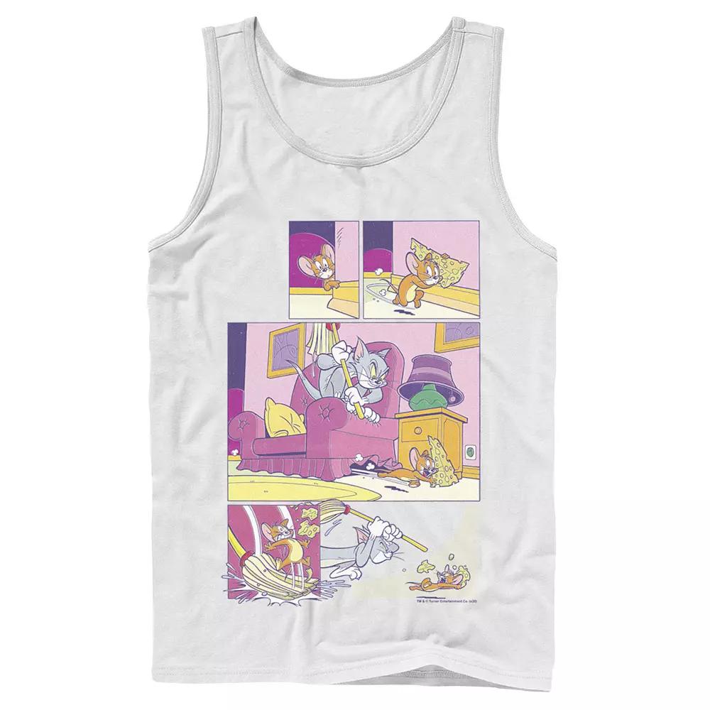 Men's Tom And Jerry Stealing Cheese Comic Panels Tank Top,  Product Image
