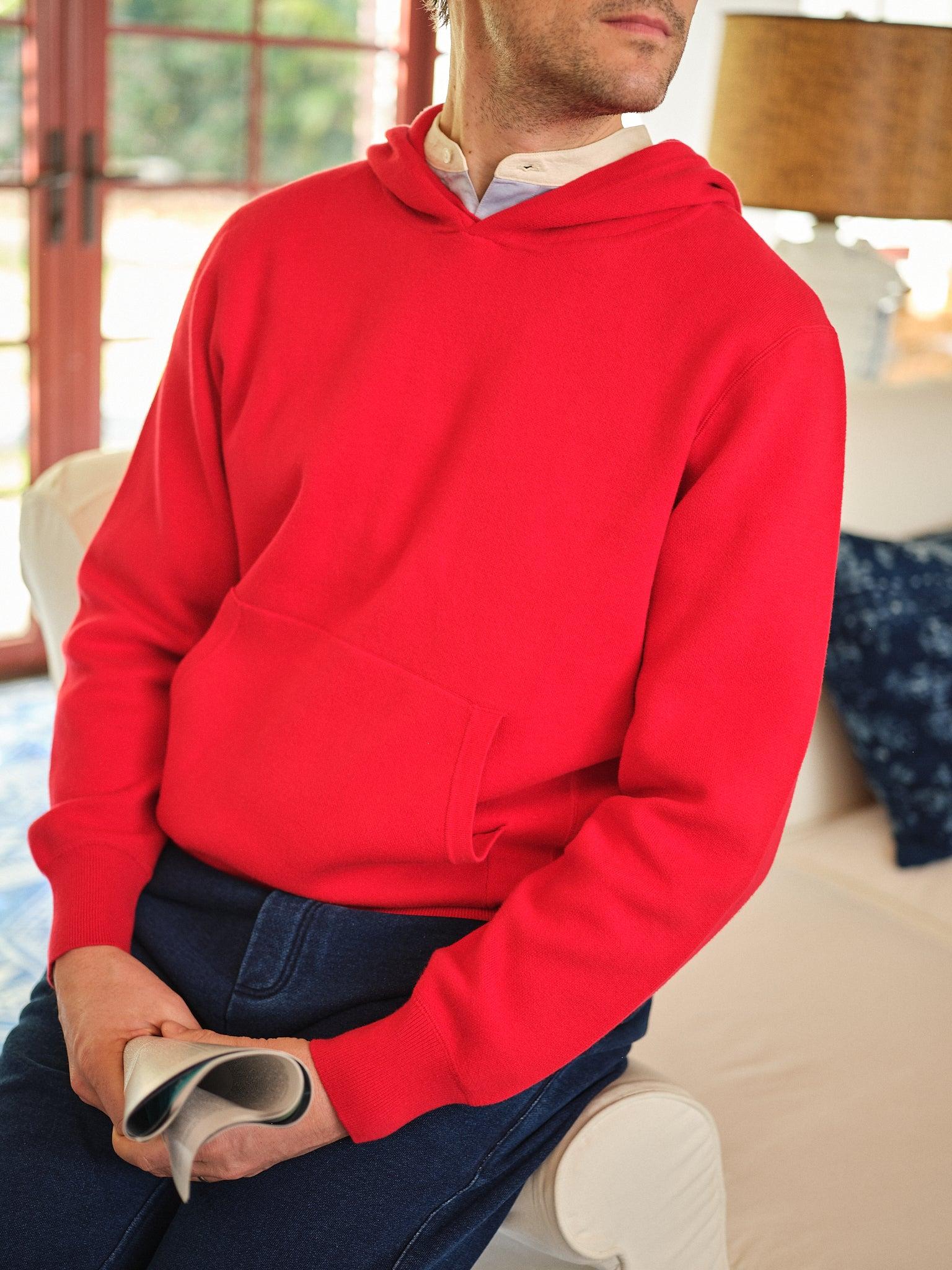 Wharf Knit Hoodie in Crimson Product Image