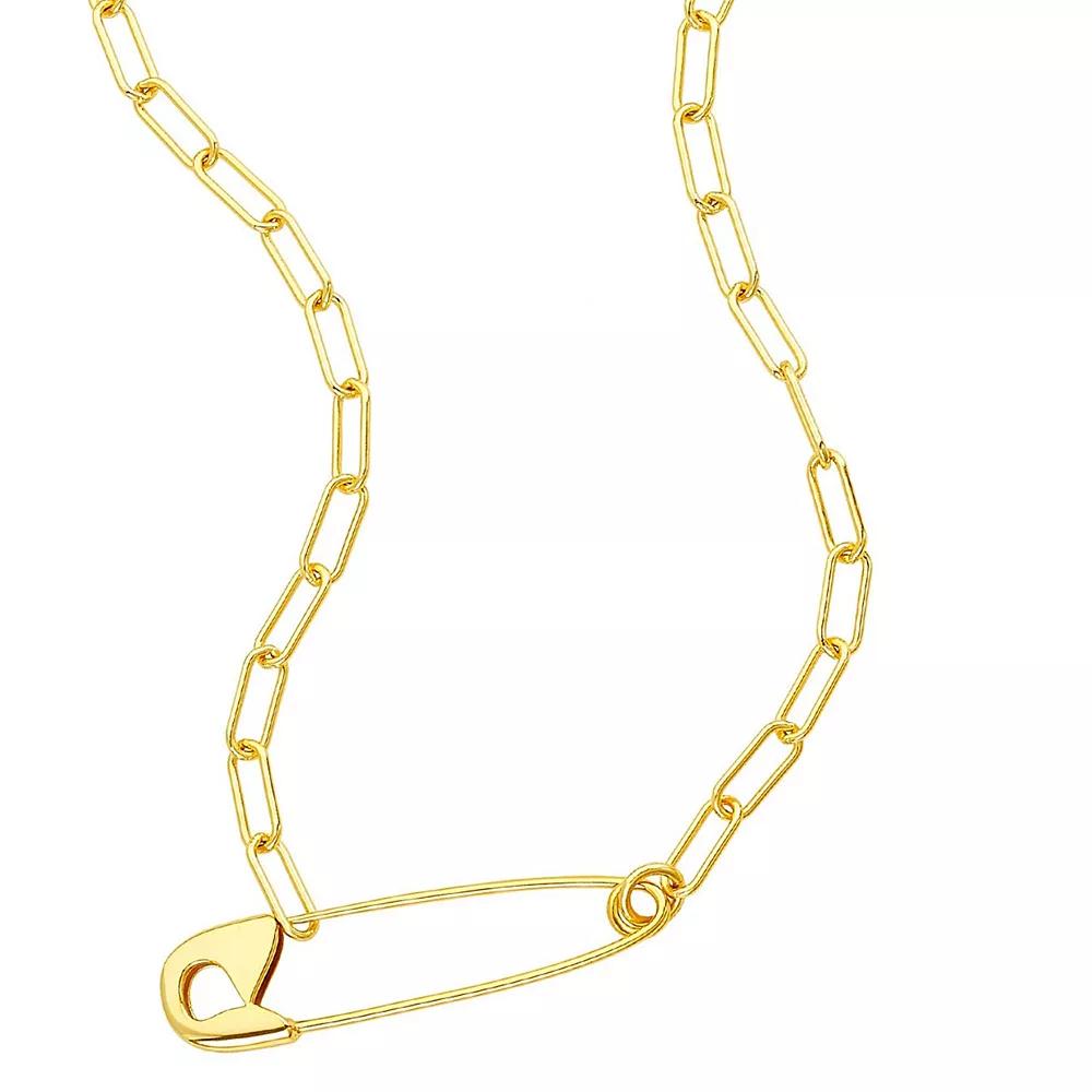 Adornia 14k Gold Plated Safety Pin Paper Clip Necklace, Women's, Size: 17", Gold Tone Product Image