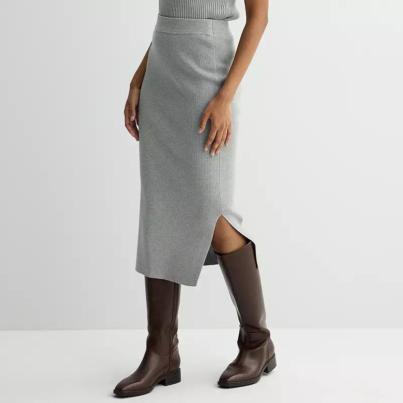 Petite Nine West Ribbed Column Skirt, Women's, Size: XS Petite, Dark Metal Grey Product Image