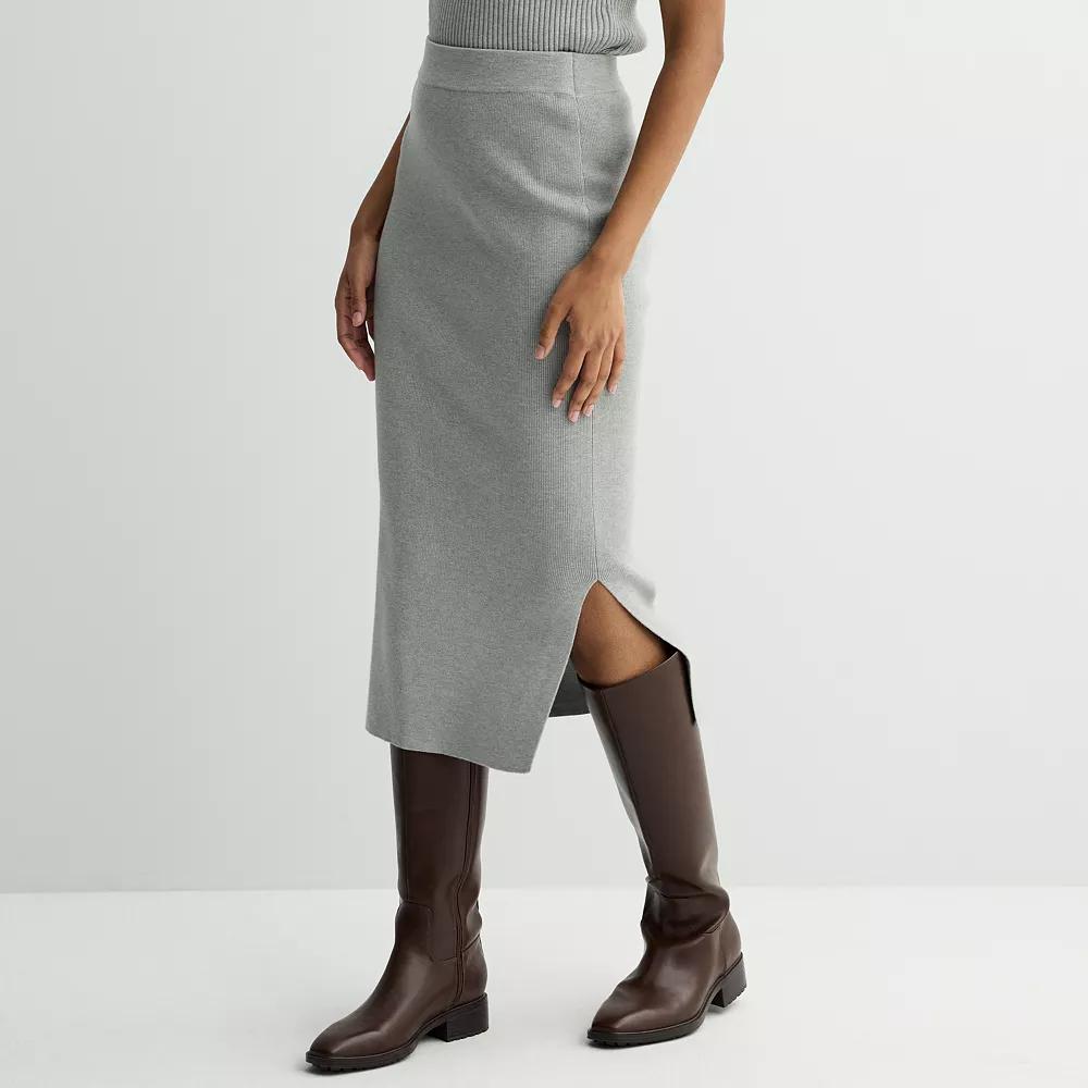 Petite Nine West Ribbed Column Skirt, Women's, Size: XS Petite, Dark Metal Grey Product Image