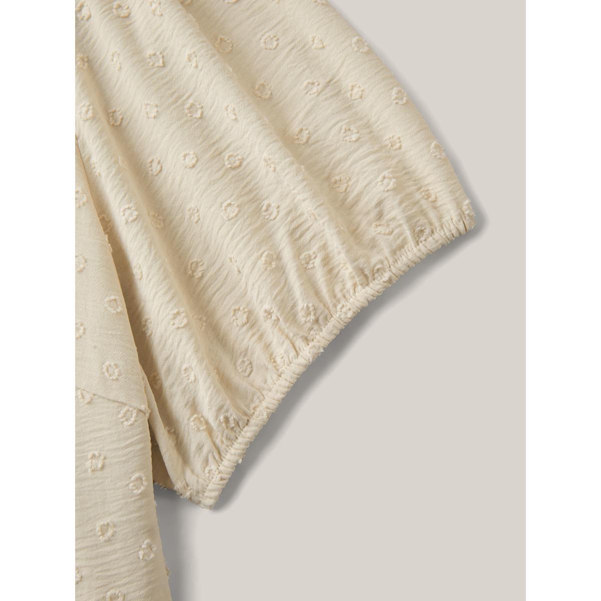 Plus Size Shoulder Pleats Textured Button Maxi Dress Apricot Women V-neck Short sleeve Curvy BloomChic 14-16/1X Product Image