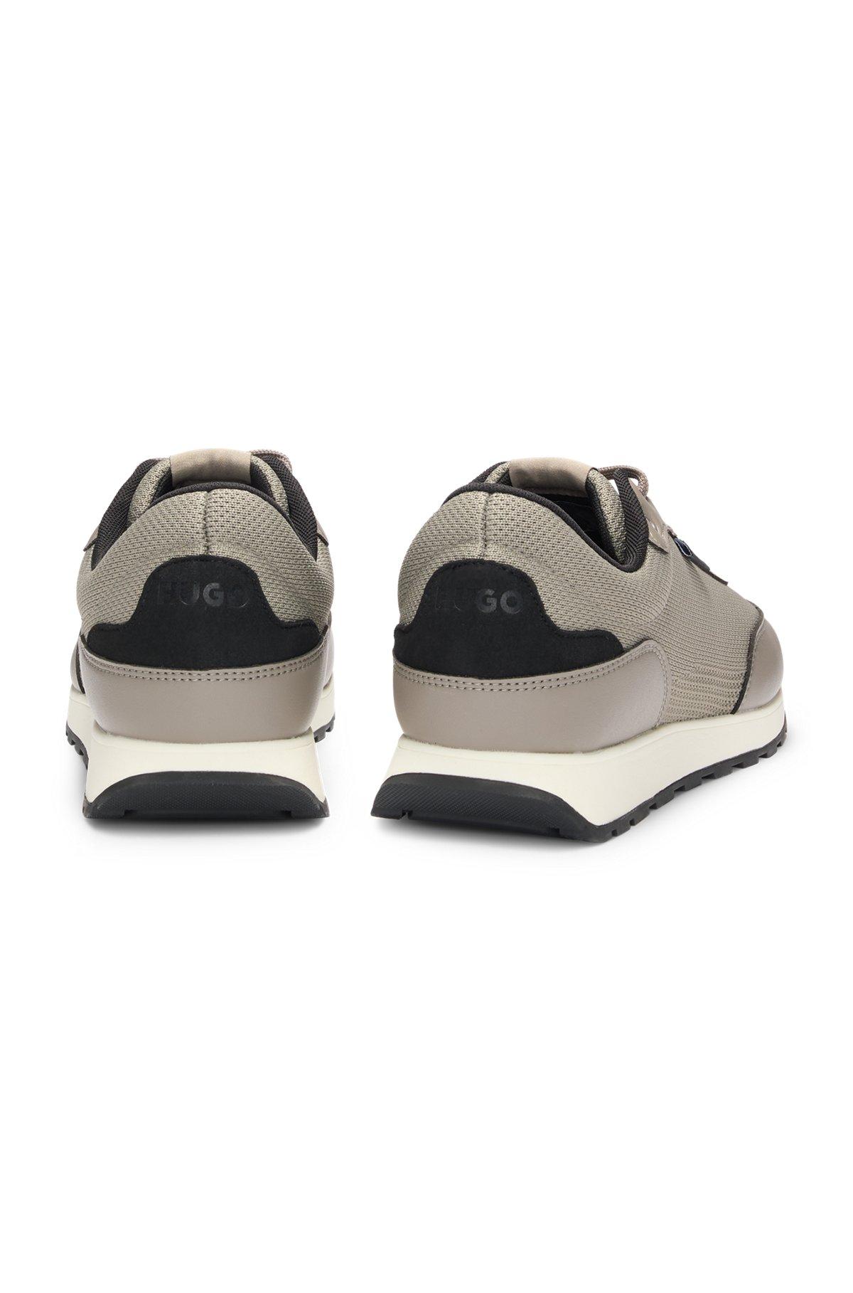 Knit-effect trainers with faux-leather trims Product Image