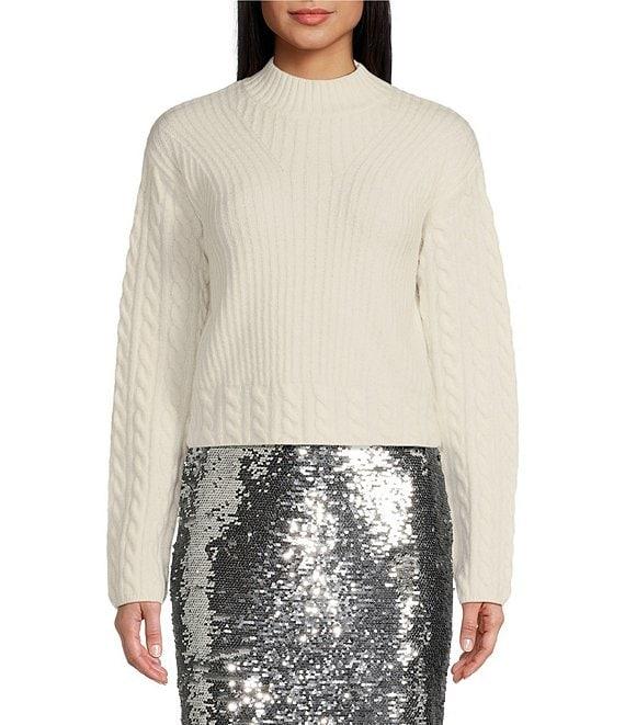 GB Cable Knit Mock Neck Sweater Product Image