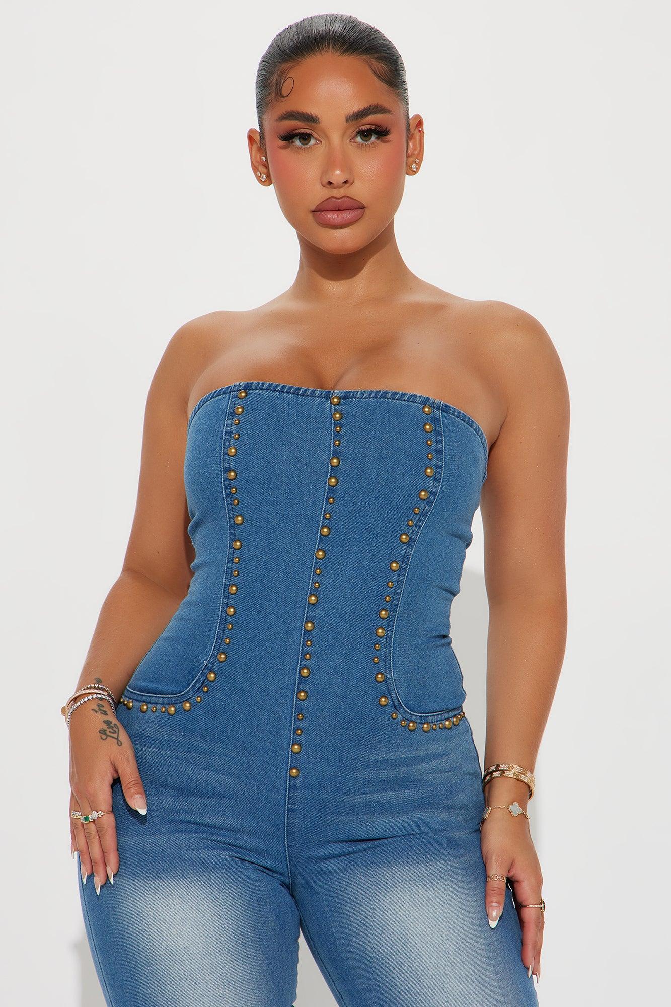 Nash Bash Denim Jumpsuit - Medium Wash Product Image