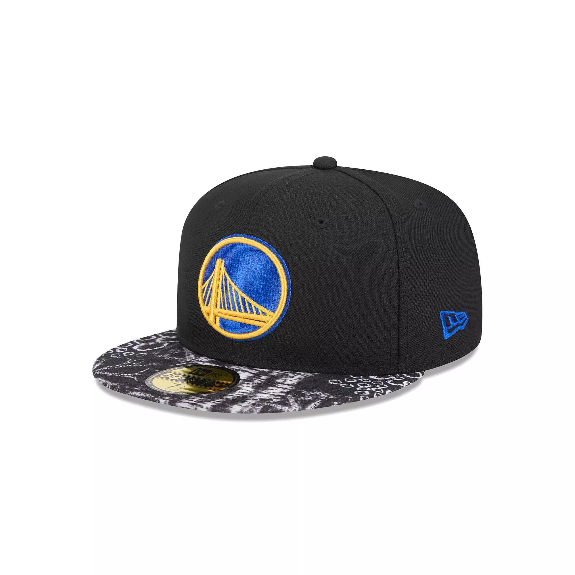 Men's New Era Black Golden State Warriors Coral Reef Visor 59FIFTY Fitted Hat,  Product Image