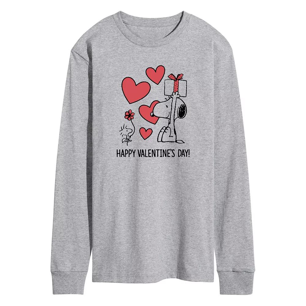 Men's Peanuts Happy Valentines Day Long Sleeve Graphic Tee,  Product Image