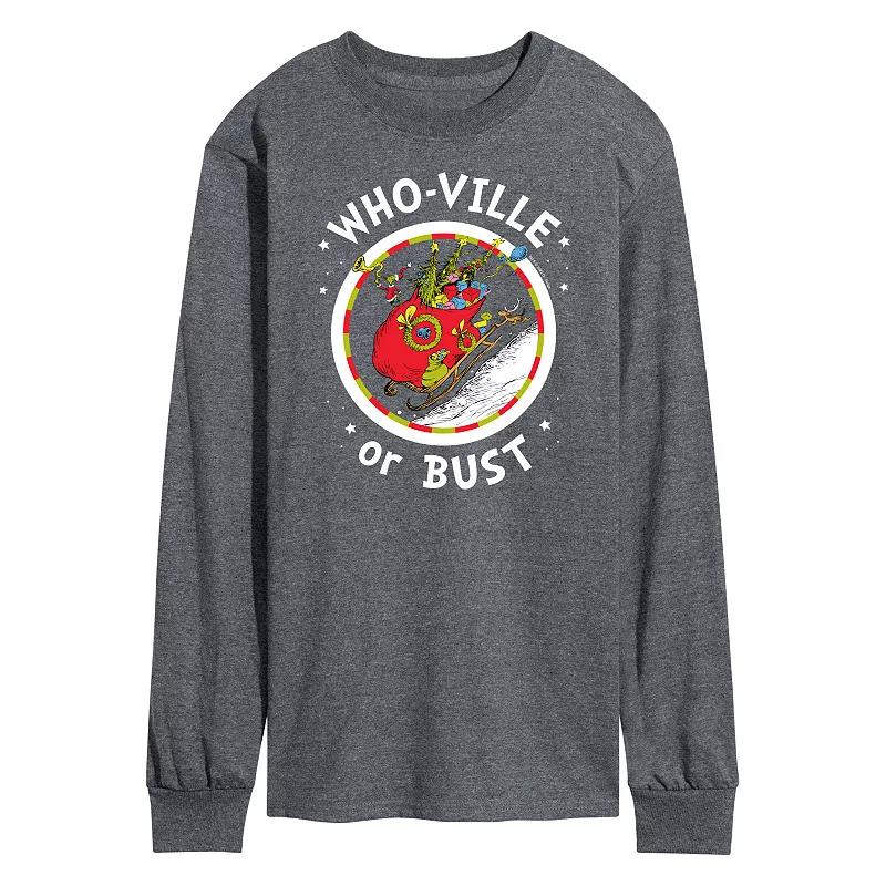 Men's Dr. Seuss Grinch Who-ville or Bust Long Sleeve Tee,  Product Image