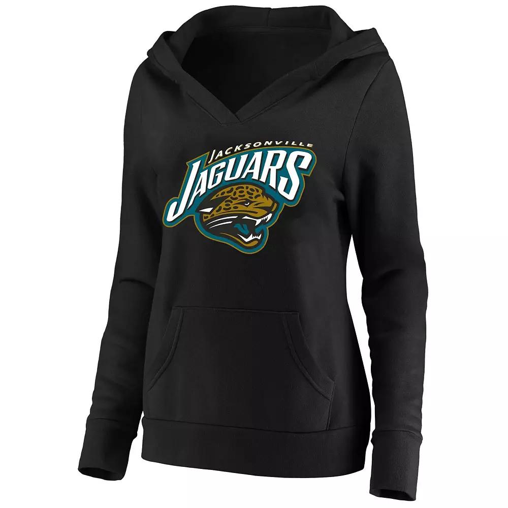 Women's Mitchell & Ness Black Jacksonville Jaguars Classic Logo V-Neck Pullover Hoodie,  Product Image
